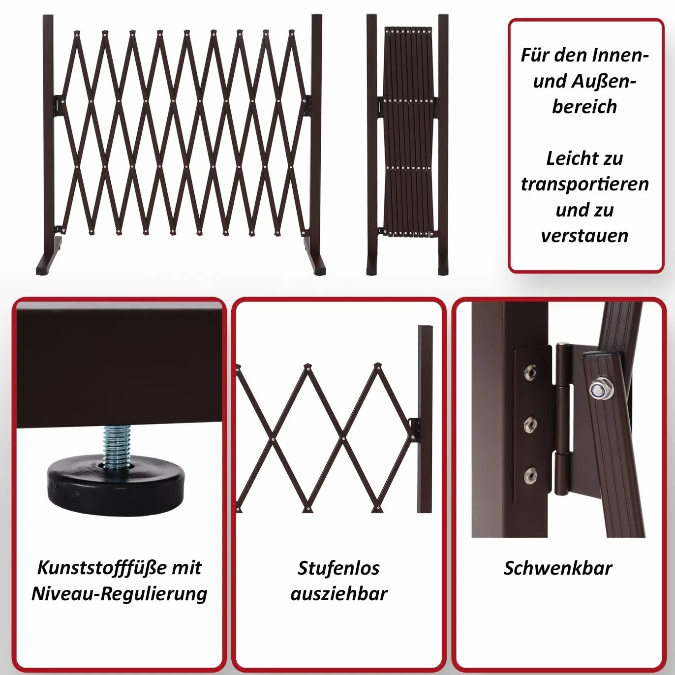 Rejilla de Seguridad Haeusler-Shop HWC-K56 Aluminio Extensible Orientable 103 x 36-265 x 31 cm Marrón