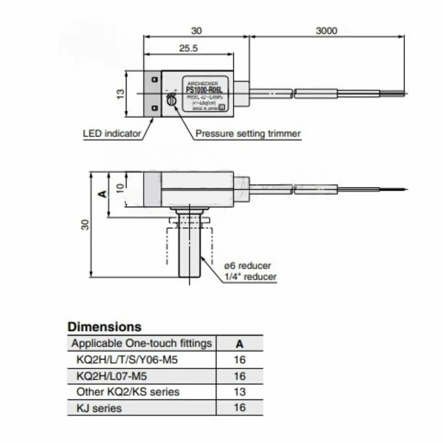 Presostato electrónico PS1000-R06L R06L-Q(PS1100-R06L-Q)