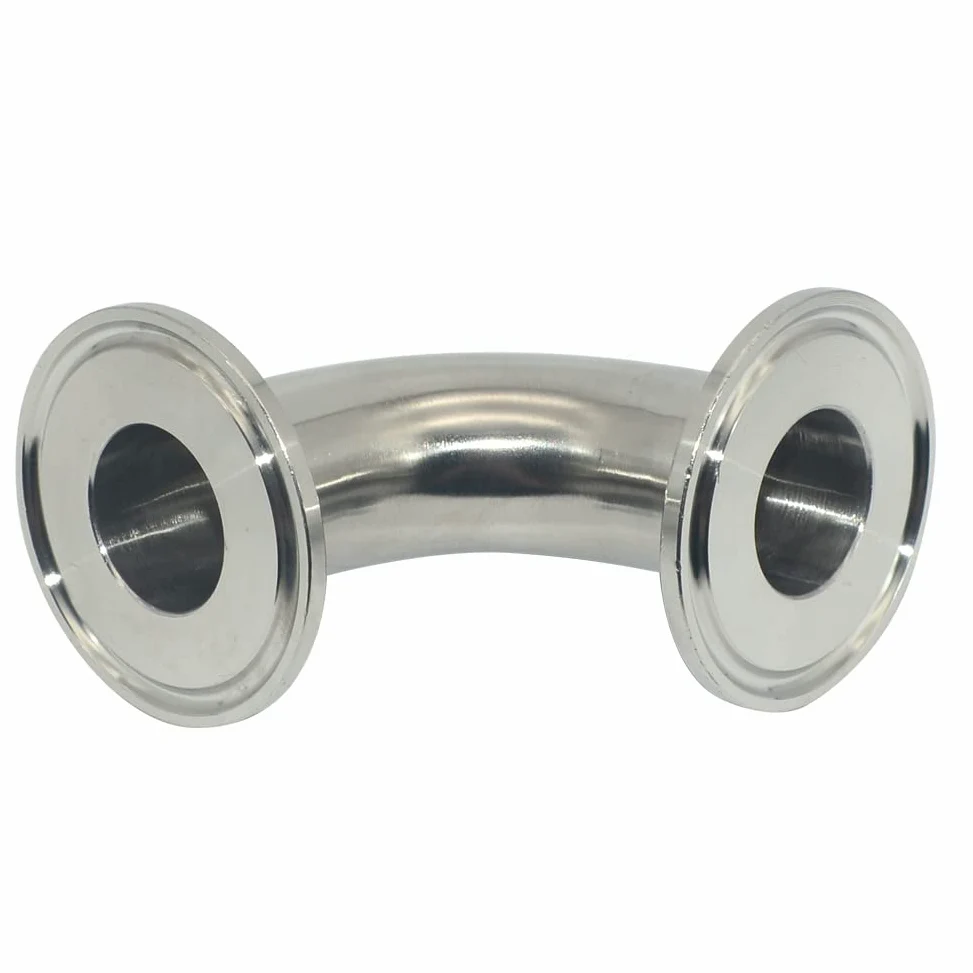 3/4", 1", 2", 3" Y 4" de 19 Mm a 102 Mm de Diámetro Exterior, Conexión Sanitaria con Triple Abrazadera, Codo de 90 Grados, Conexión para Tubería de Acero Inoxidable 304, para Cerveza Casera./