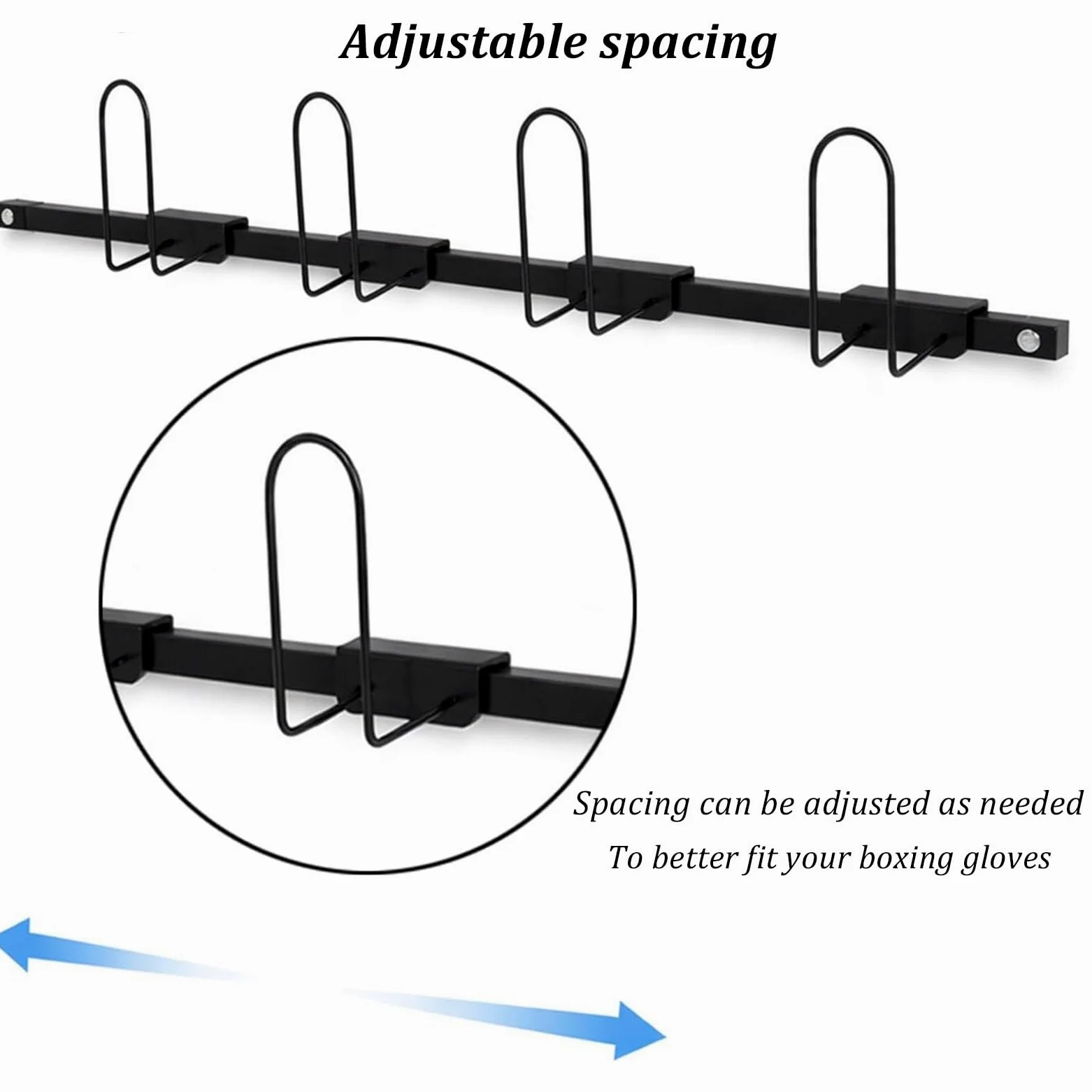 Soporte de pared para guantes de boxeo (capacidad para 2 o 3 pares) | Fabricado en acero; ideal para gimnasios, uso doméstico o tiendas(Black,2)