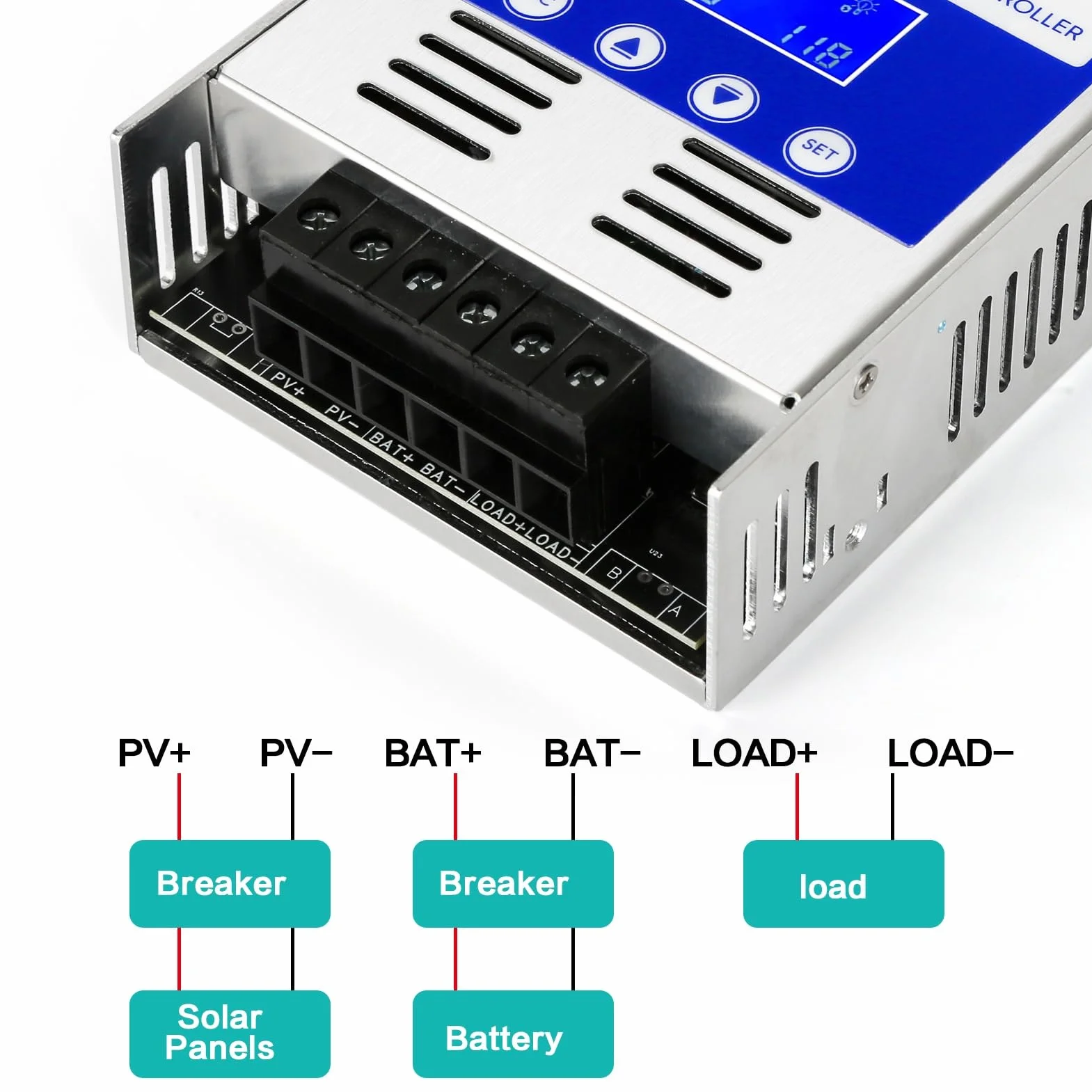 Jadeshay Regulador Solar, 60A Controlador de Carga Solar 12V 24V 36V 48V Auto Detección MPPT Regulador de Carga Solar Ajustable Entrada Máxima 180V para Baterías AGM GEL de Plomo y Litio