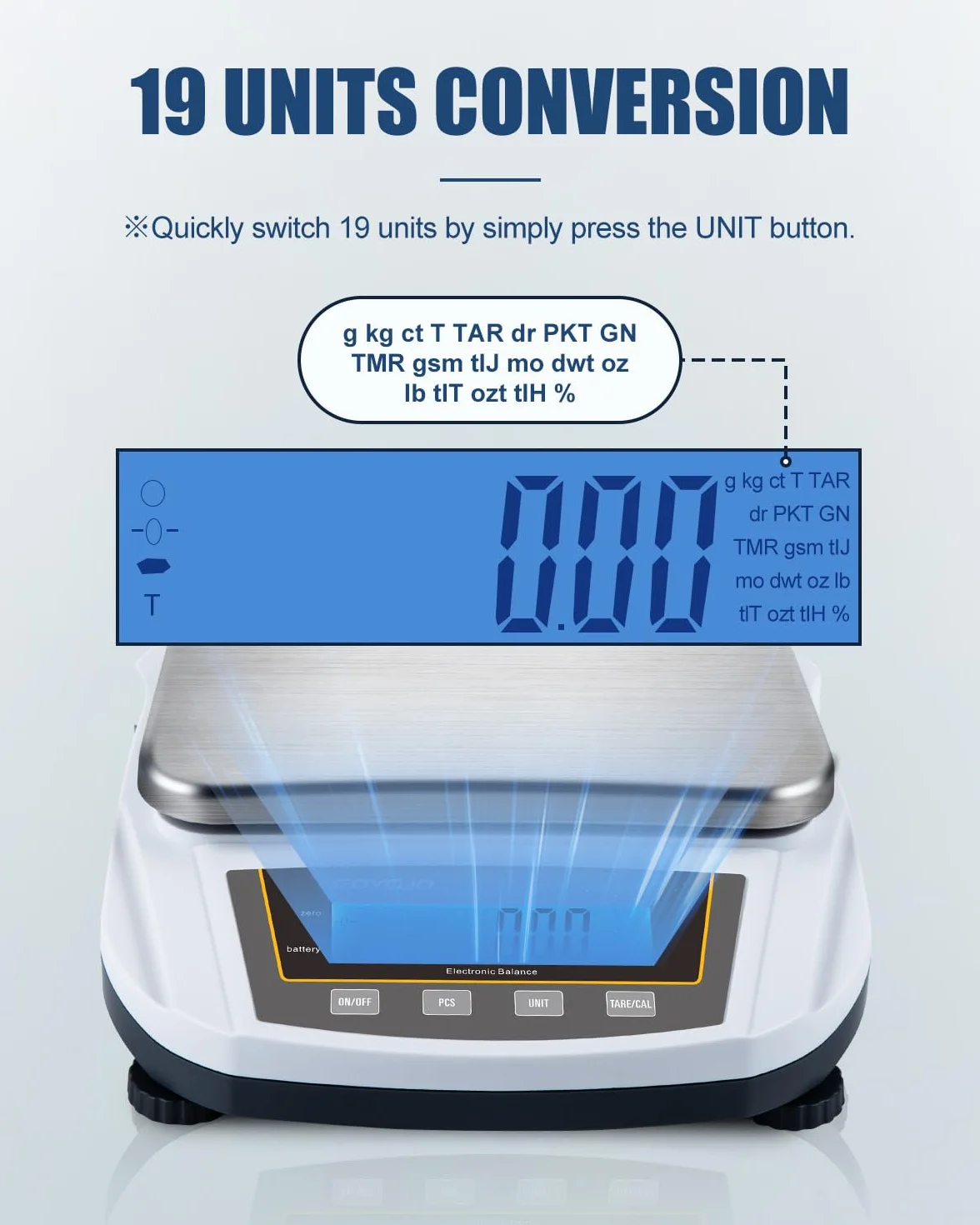 GOYOJO Balanza de Laboratorio 5000g x 0.01g Báscula Analítica de Precisión Digital Electrónica de Alta Precisión Balanza de Joyería Cocina Balanza Científica