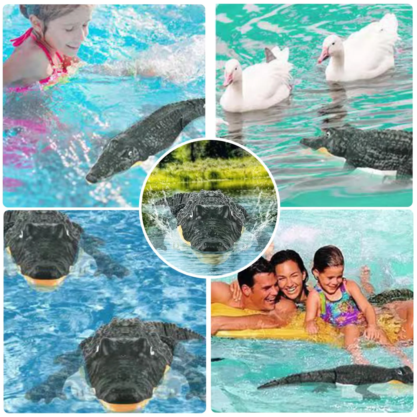 Alligator de Control Remoto 2.4 GHz Impermeable Juguetes de Agua para Piscina