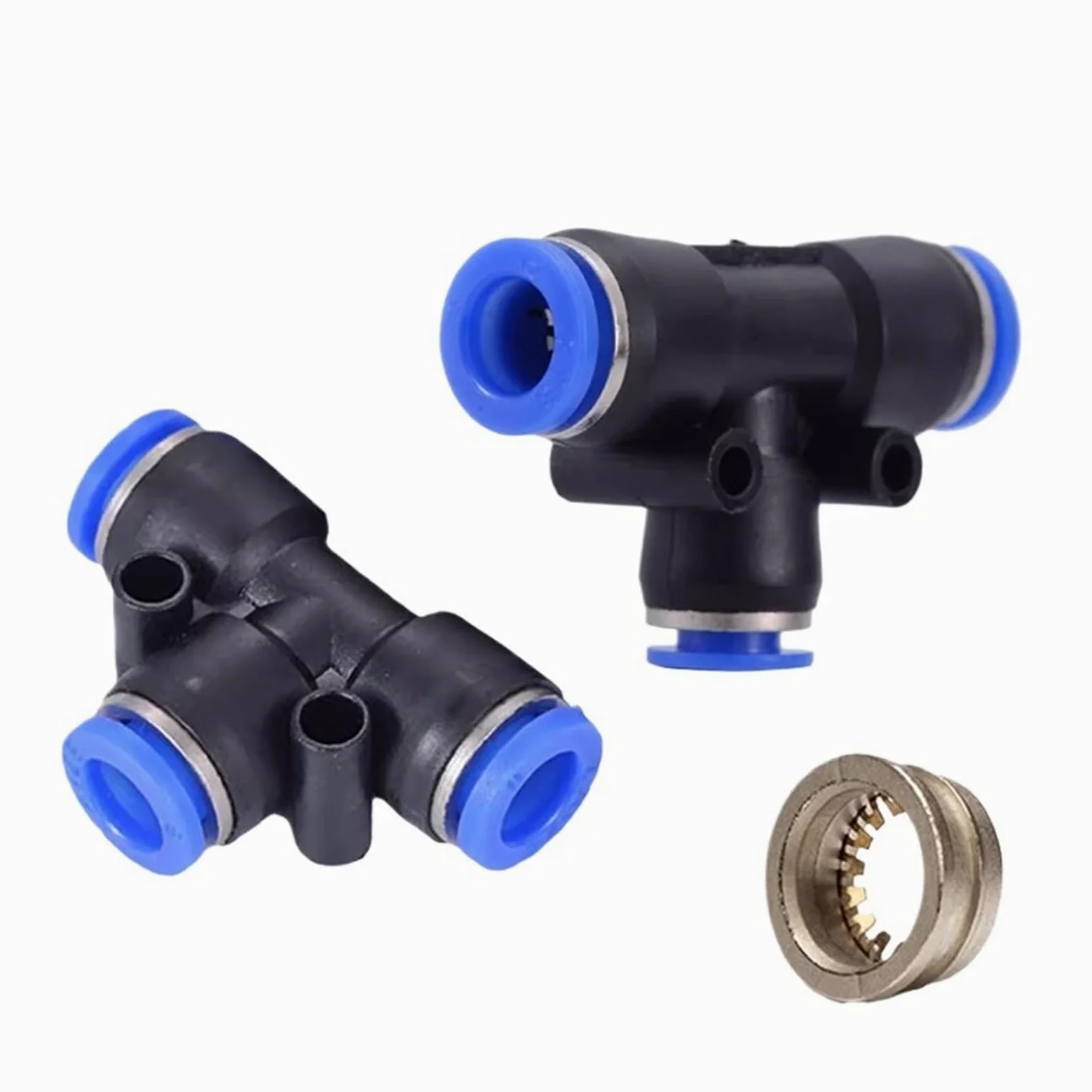 Conector neumático de aire PE PEG de 50/100/500 piezas, reductor de te de ajuste rápido, conector de manguera de tubo de plástico en forma de T de 3 vías, 4/6/8/10/12 mm(PEG 8-4,100 PCS)