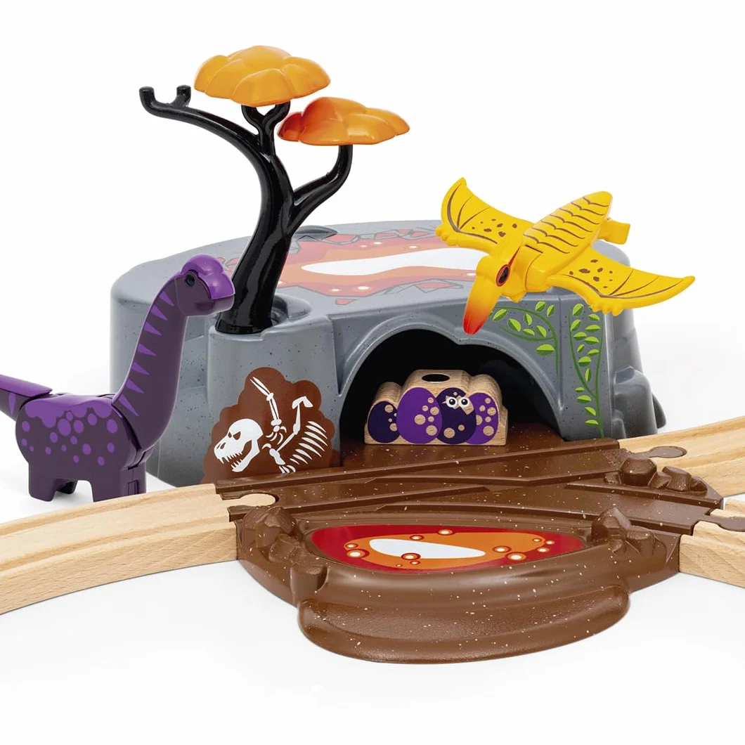 BRIO Set de Aventuras Jurásicas Tren Juguete Madera 21 Piezas Compatible con Otros Sets