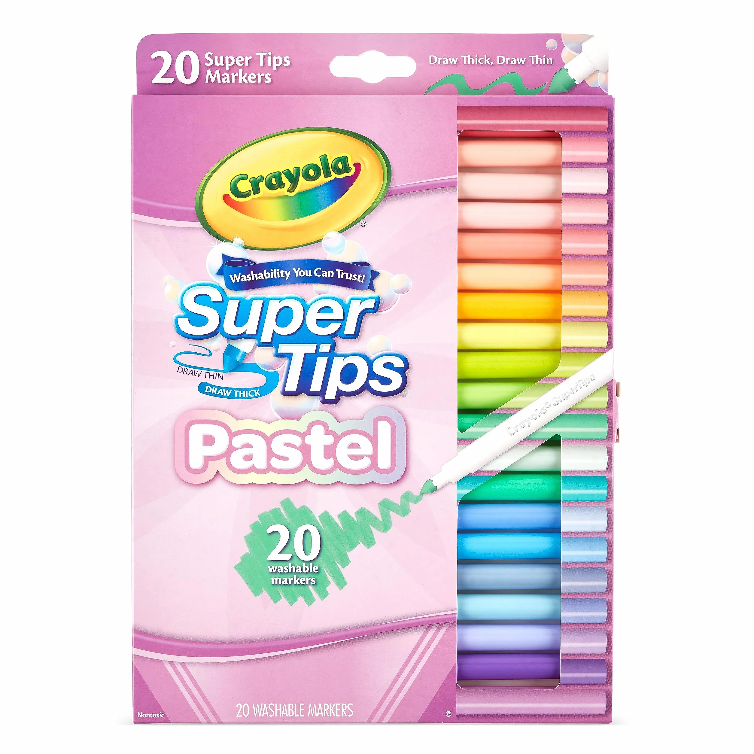 CRAYOLA Rotuladores de punta media lavables 20 colores pastel