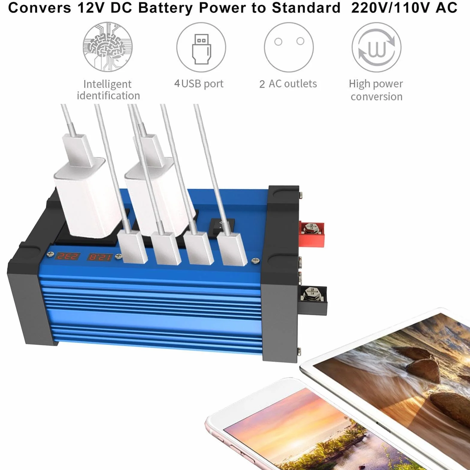 DADEA Kit de Panel Solar, Kit de Sistema Solar Doméstico de 300 W, Inversor de 12 V a 220 V, Panel Solar de 18 W 18 V con Controlador, Sistema de Generador Solar para el Hogar