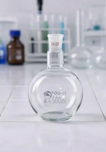 Matraz de Fondo Plano de Vidrio Borosilicato, Cuello Único con Junta 24/29, Matraz para Destilación/Ebullición 150–2000 ml para Calentar y Reflujo(2000ML)