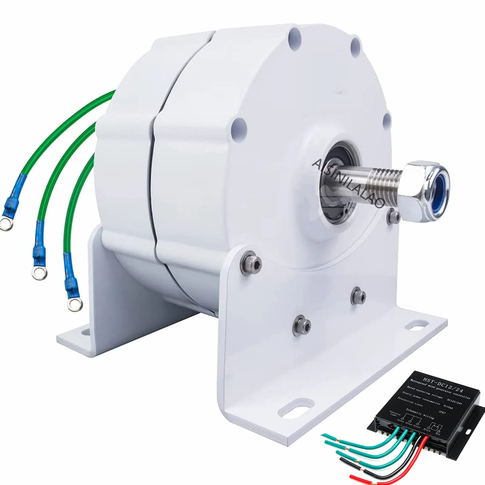 10.000 W Alternador De Tres Fases para Uso Doméstico Generador Eléctrico De Imán Permanente, 12V 24V 48V 220V, con Controlador De Turbina Eólica Horizontal Vertical (Blanco)