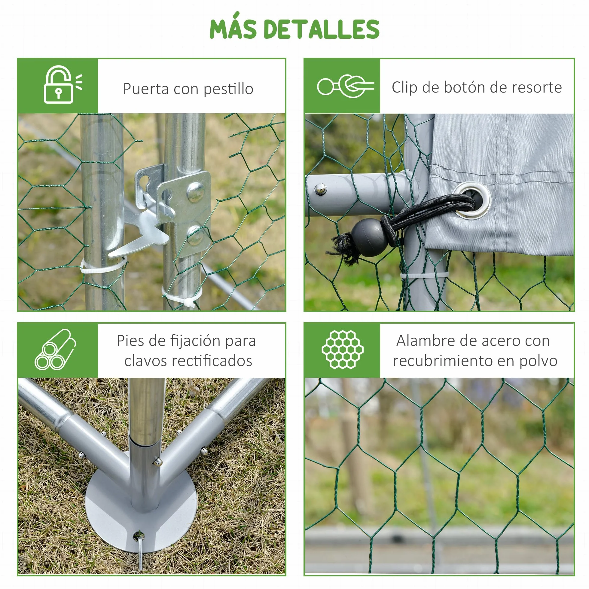 PawHut Gallinero para Exterior Grande 2,8x3,8x1,97 m Jaula para 6-12 Gallinas de Acero Galvanizado con Techo de Tela Oxford Corral y Cerradura para Conejos Aves Plata