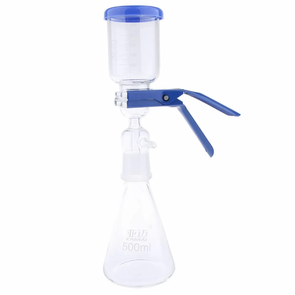 Aparato de filtración de 500 ml, unidad de filtración de laboratorio al vacío con embudo y abrazadera