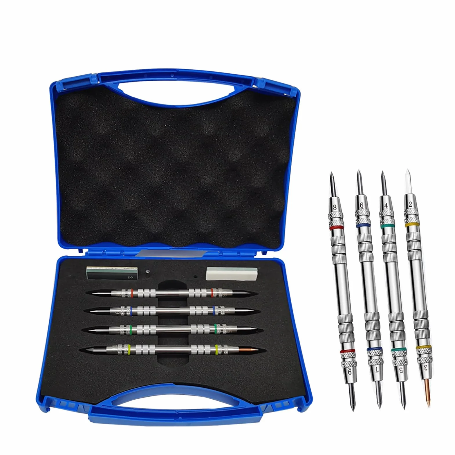 Kit Completo De Probador De Dureza Mohs | Puntas De Prueba De Rayado De 2 A 9 Niveles Con Estuche Para Pruebas De Campo En Concreto, Azulejos, Vidrio, Revestimientos Y Piedra,A