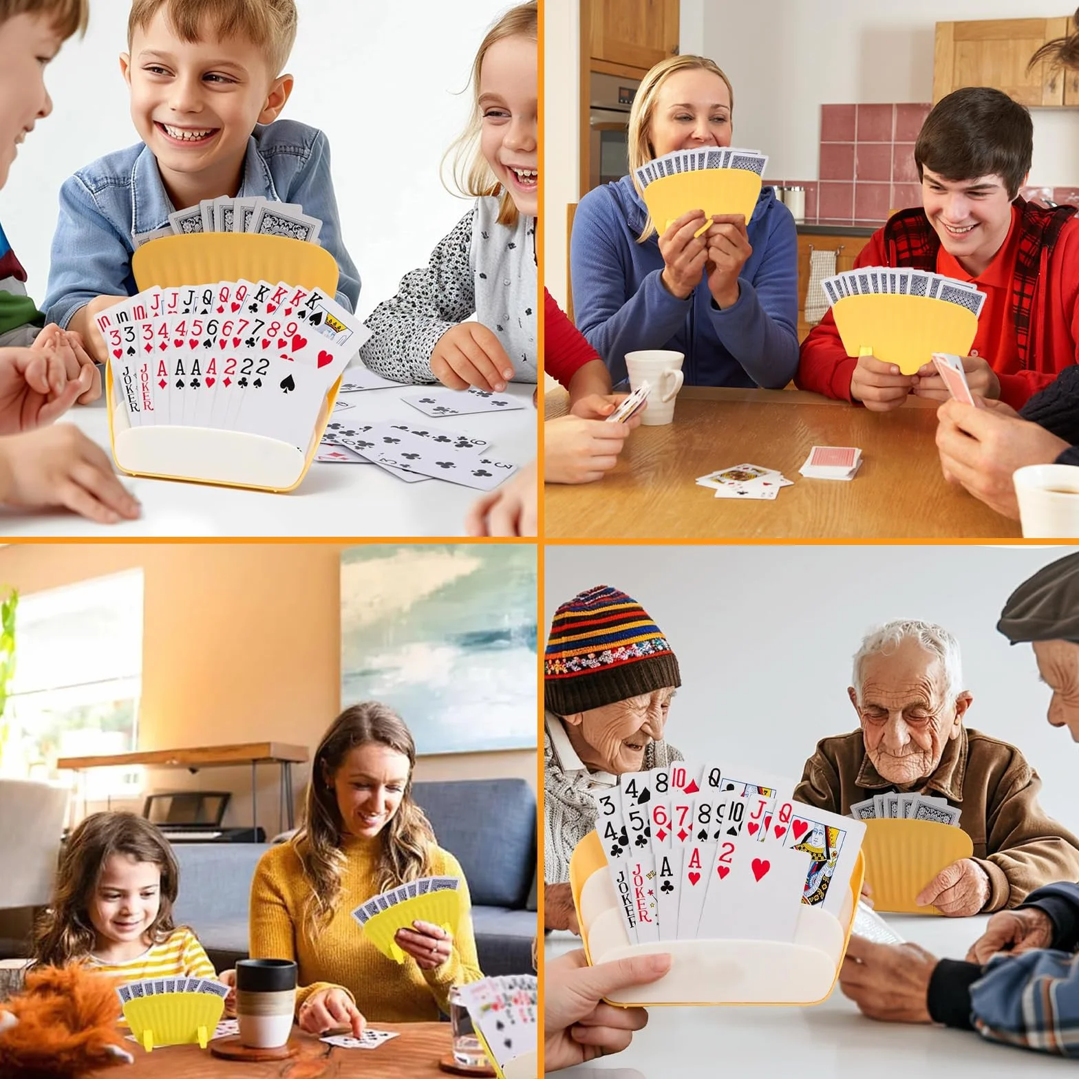 Sujeta Cartas Naipes 4 Piezas, Soporte Cartas de Plástico Manos Libres para Niños Adultos