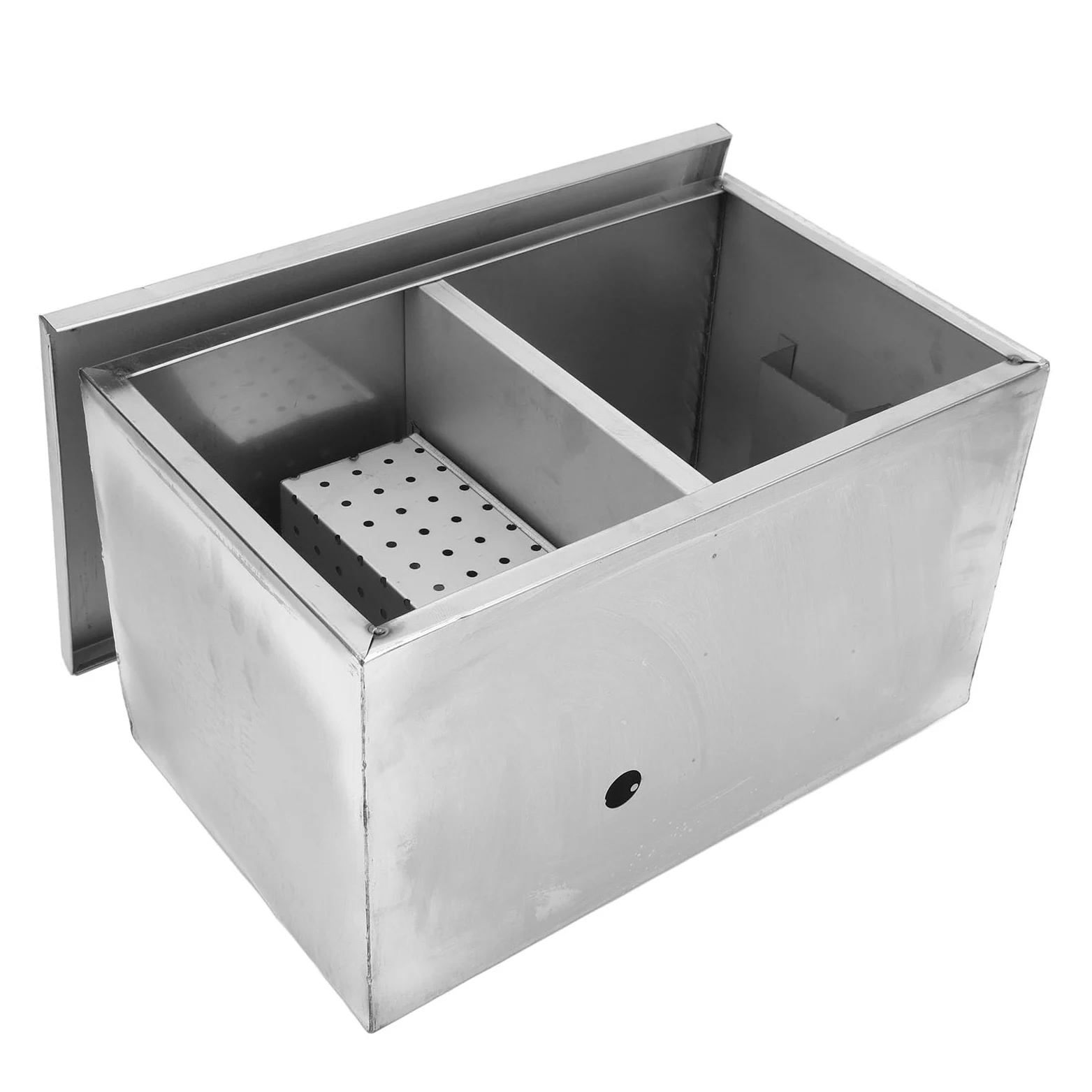 Generic Trampa de Grasa de Acero Inoxidable, Filtración de 3 Niveles para Cocina Comercial, Separador de Agua y Aceite de 400x250x230mm para el Hogar
