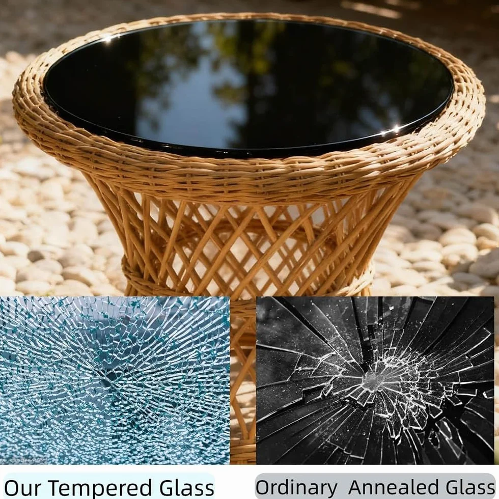 Tablero Redondo De Cristal Templado Negro Tablero De Vidrio, 60cm 65cm 70cm 75cm 80cm 85cm Tablero De Repuesto De Mesa, Cristal Para Tablero, Escritorio(65cm/25.6in)