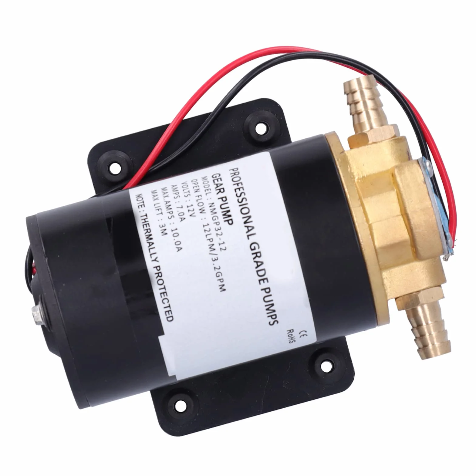 Fydun Bomba de engranajes de impulsor 12V 12LPM Elevación aubante de 9,8 pies para transferencia de agua/combustible/recuperación/aceite