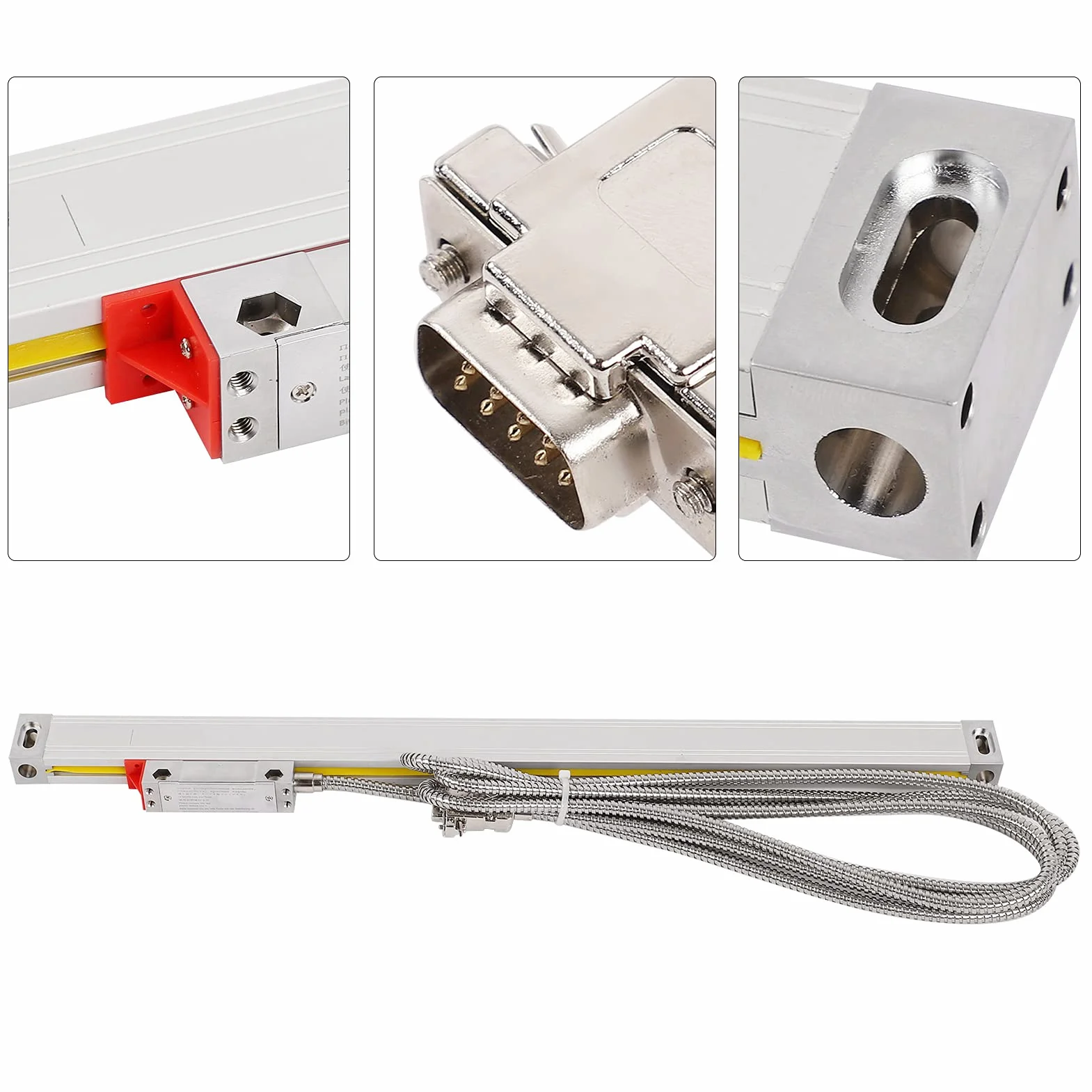 Codificador de Escala Lineal, Codificador de Regla Lineal, Codificador de Escala Lineal óptica Sensor de Regla de Rejilla de 5 μm de Alta Precisión para Torno DC5V con Cable (800)