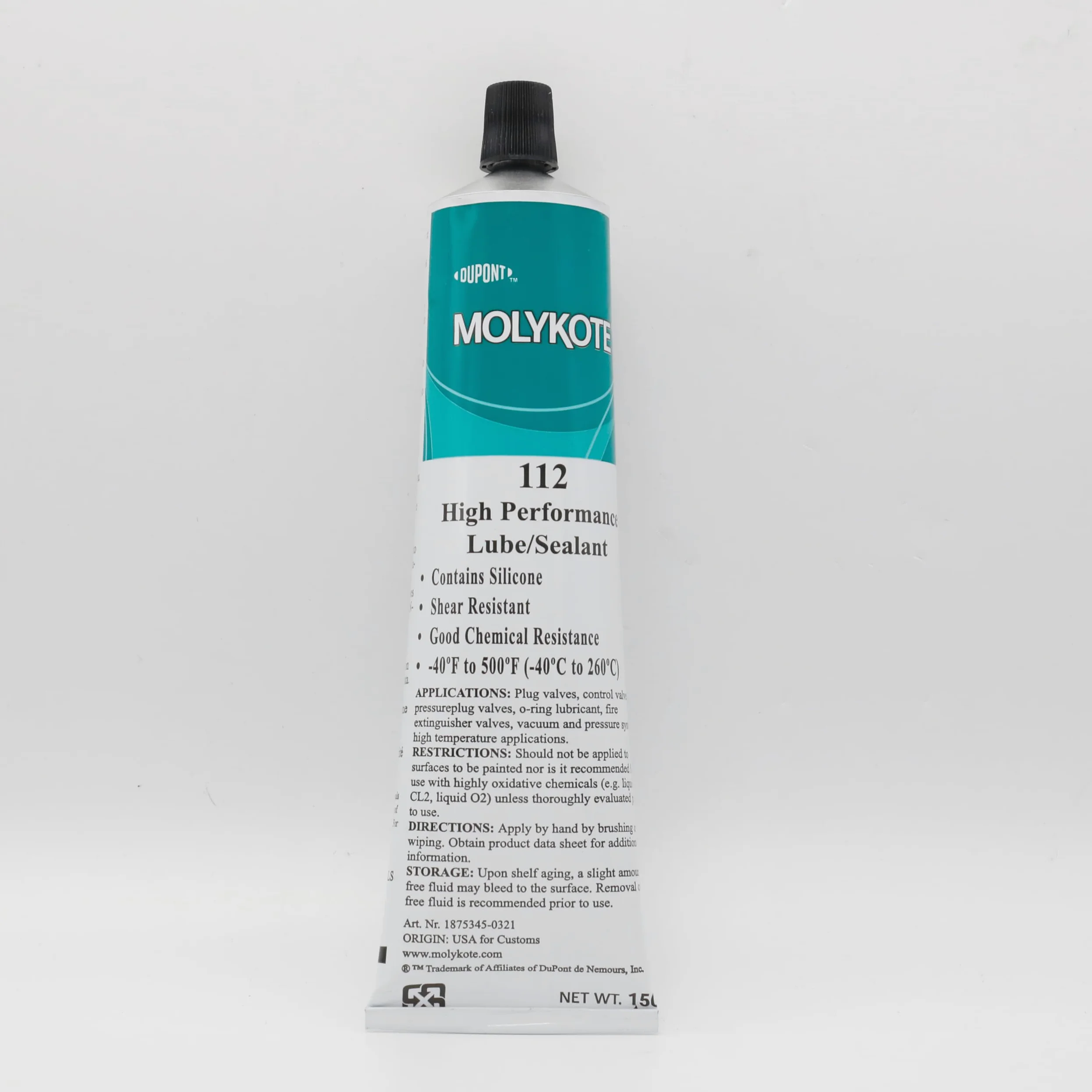 Molykote 112 150g 5.3oz Lubricante y Sellador de Alto Rendimiento para Válvulas Alta Consistencia Resistente a Cortes Silicona No Fundible Translúcido Blanco