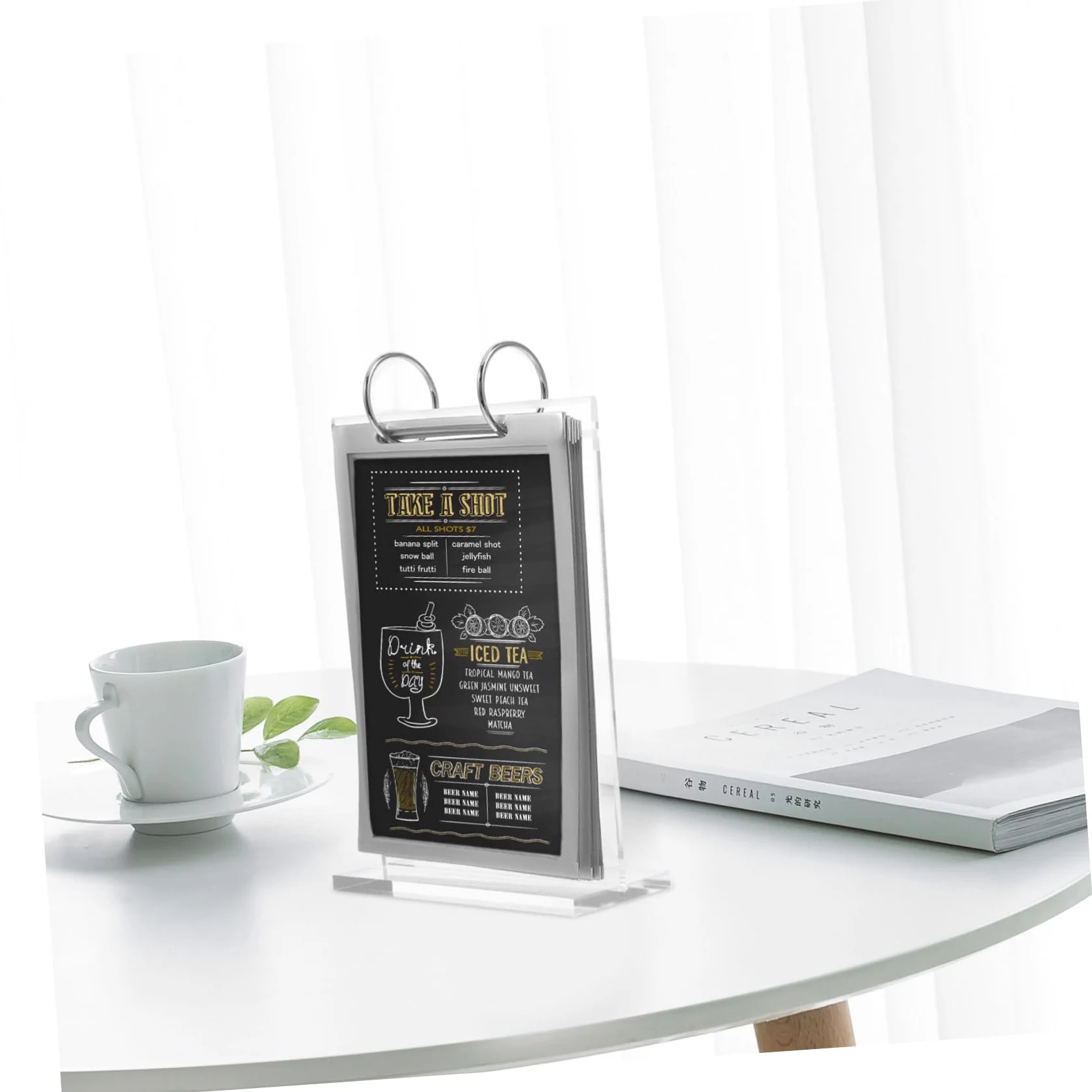 SHINEOFI 5piezas Soporte De Exhibición De Menú Transparente Soporte De Carteles De Escritorio Para Restaurantes y Cafés Vertical Con Base Estable