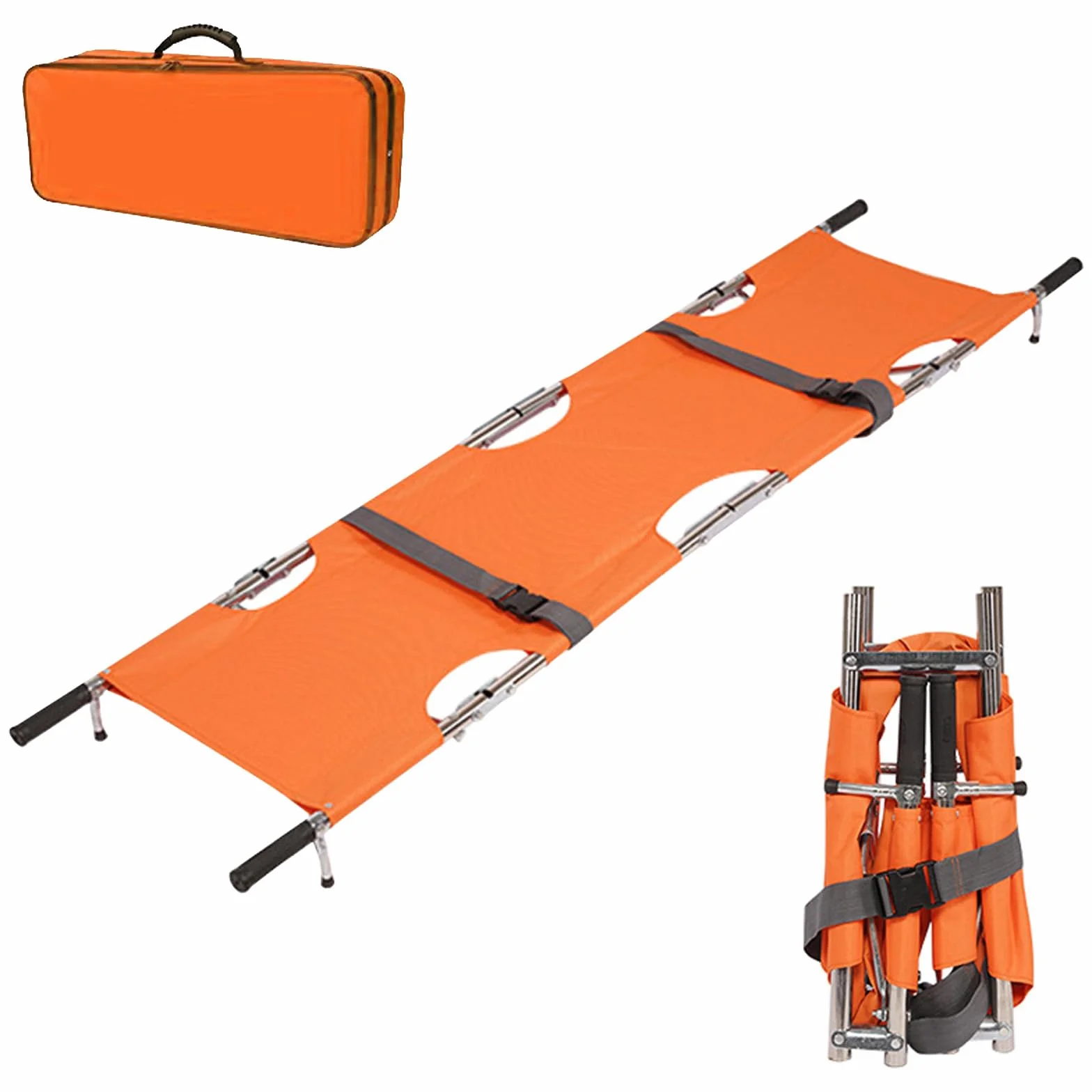 Camilla de Rescate Portátil, 210 * 54cm Camilla Plegable con Bolsa de Almacenamiento para Rescate en Montaña y Transporte de Larga Distancia(Naranja)