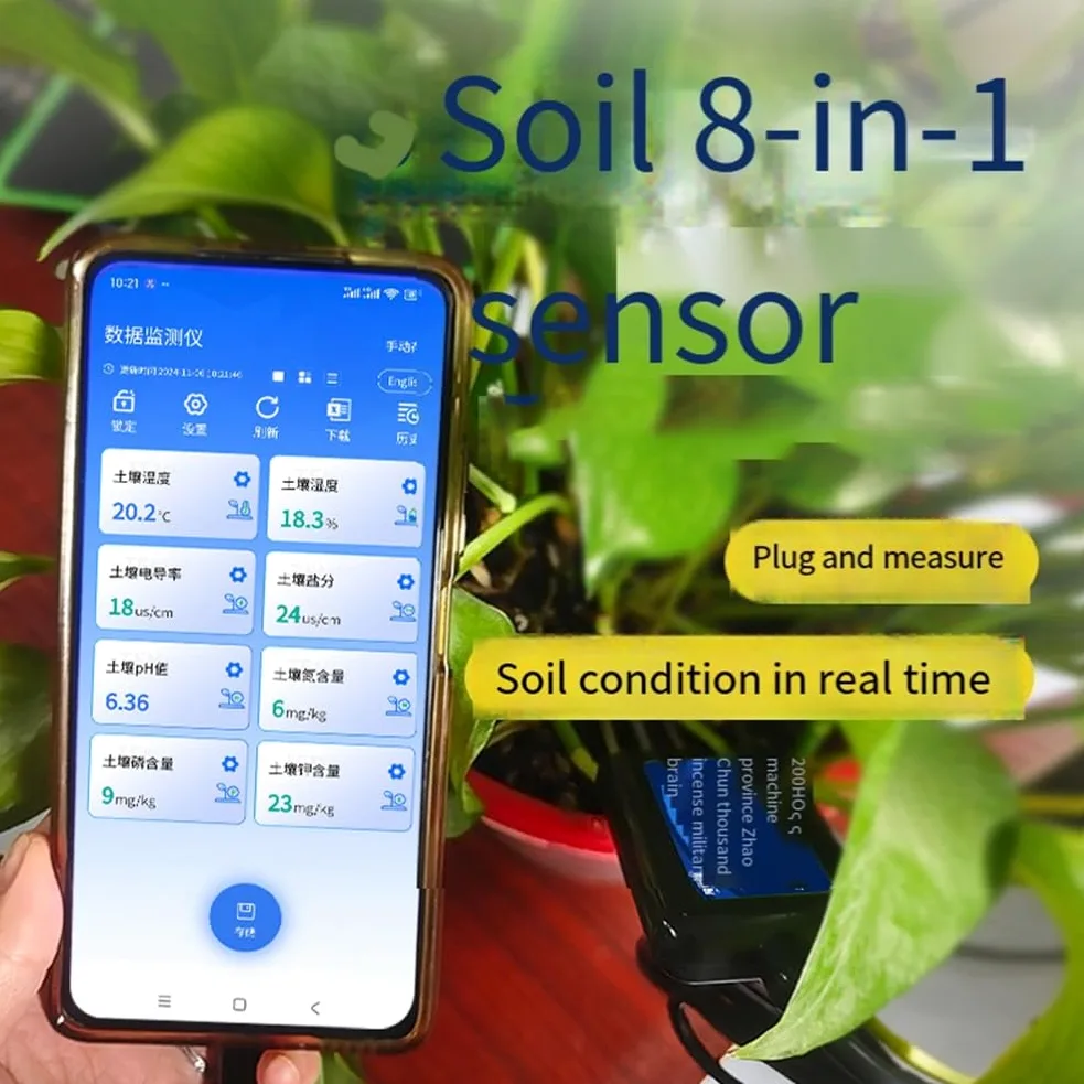 Sensor de suelo aislado, temperatura, humedad, nitrógeno, fósforo, potasio, valor de pH, detector de sal RS485