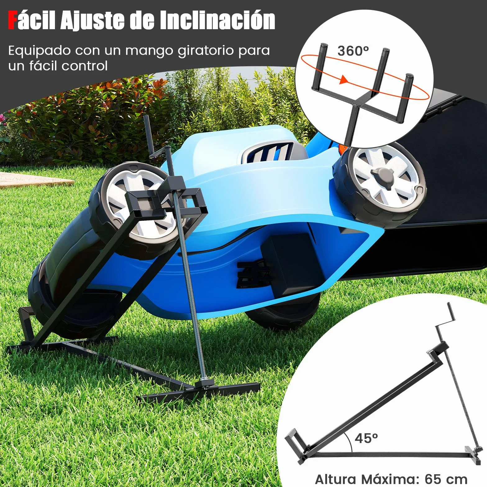 COSTWAY Dispositivo Elevador Tractores, Plataforma Elevadora para Cortacésped de 400 KG Ajustable de Forma Continua (Negro)