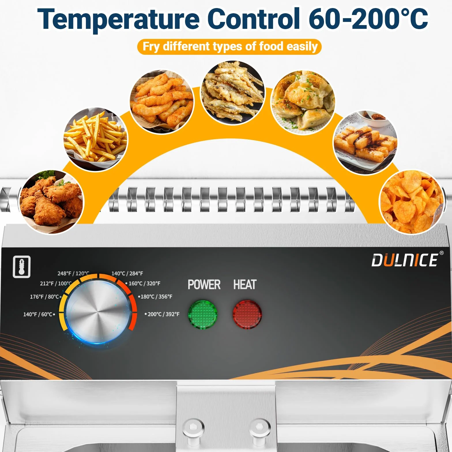 Freidora Eléctrica Industrial 6L,Fritidora eléctrica profesional de acero inoxidable de 3000 W con regulación de temperatura entre 60 y 200 °C, con tapa para uso doméstico y comercial