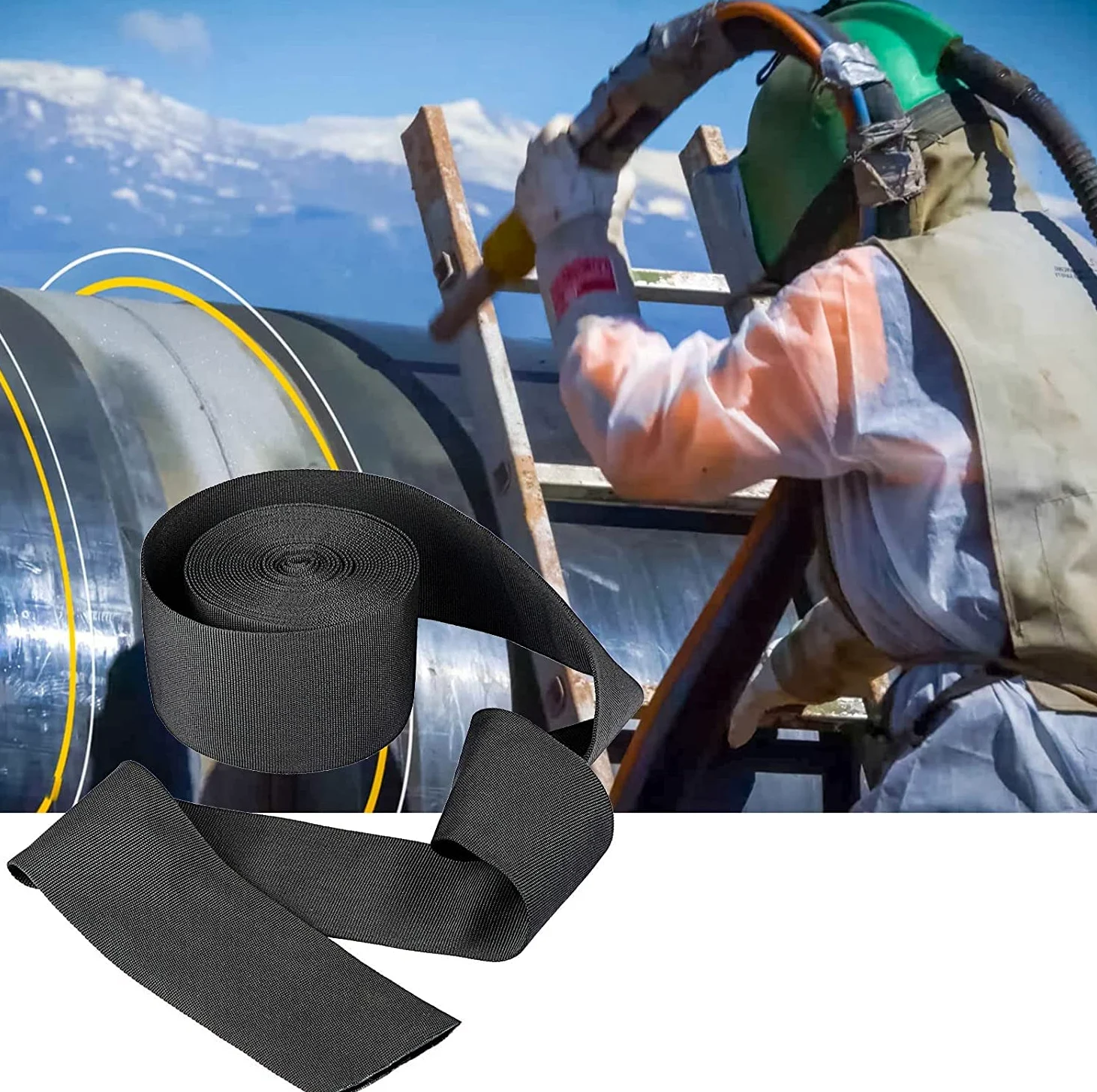 Funda protectora de nailon para manguera, cubierta de cable de soldadura, manguera hidráulica, 1 pulgada de diámetro interior, 25 pies de longitud, color negro