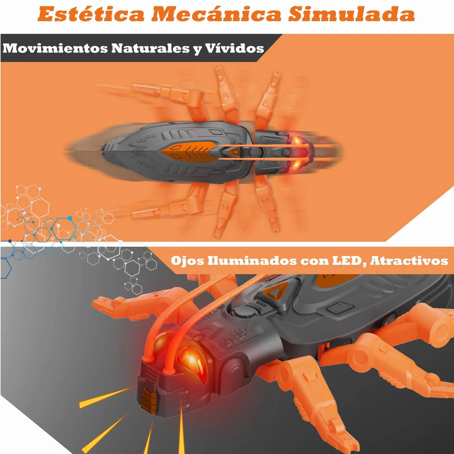 Wall Crawler Kakerlaken Robot Control Remoto Recargable con Ojos LED, Juguetes Niños 4 Años