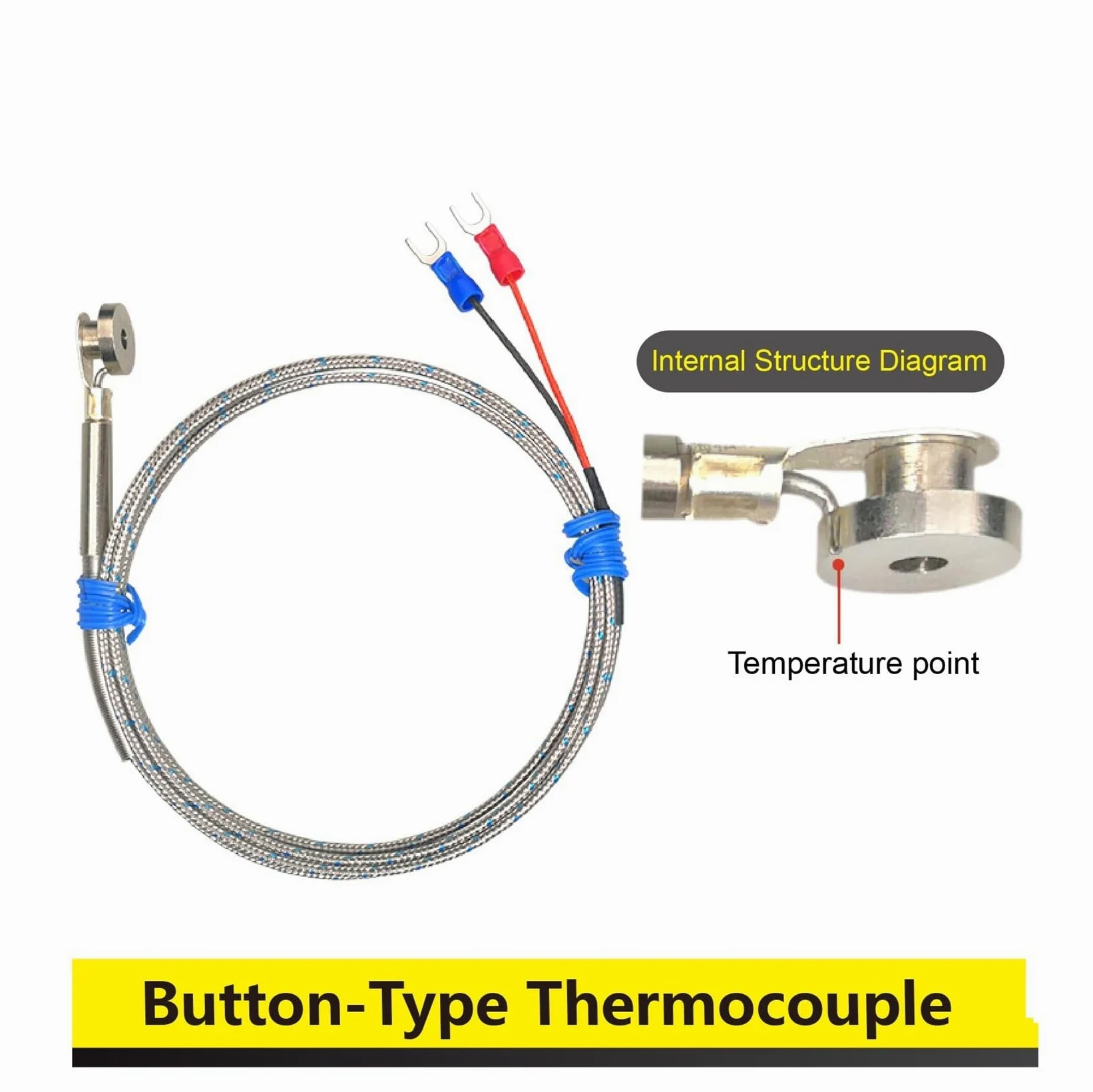 Sonda de termopar tipo K, sensor de temperatura de acero inoxidable tipo J | K-300cm