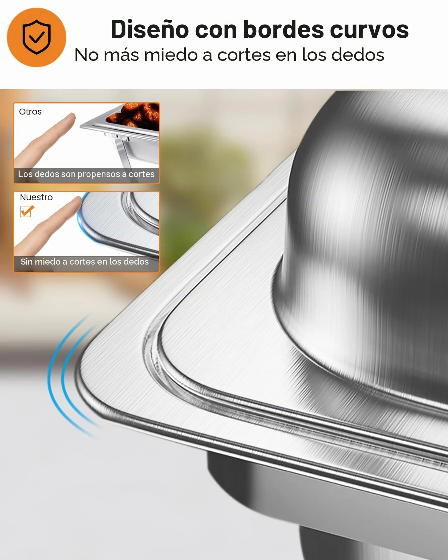 Chafing Dish Buffet Set 9L Acero Inoxidable Borde Enrollable Calentador Alimentos Catering