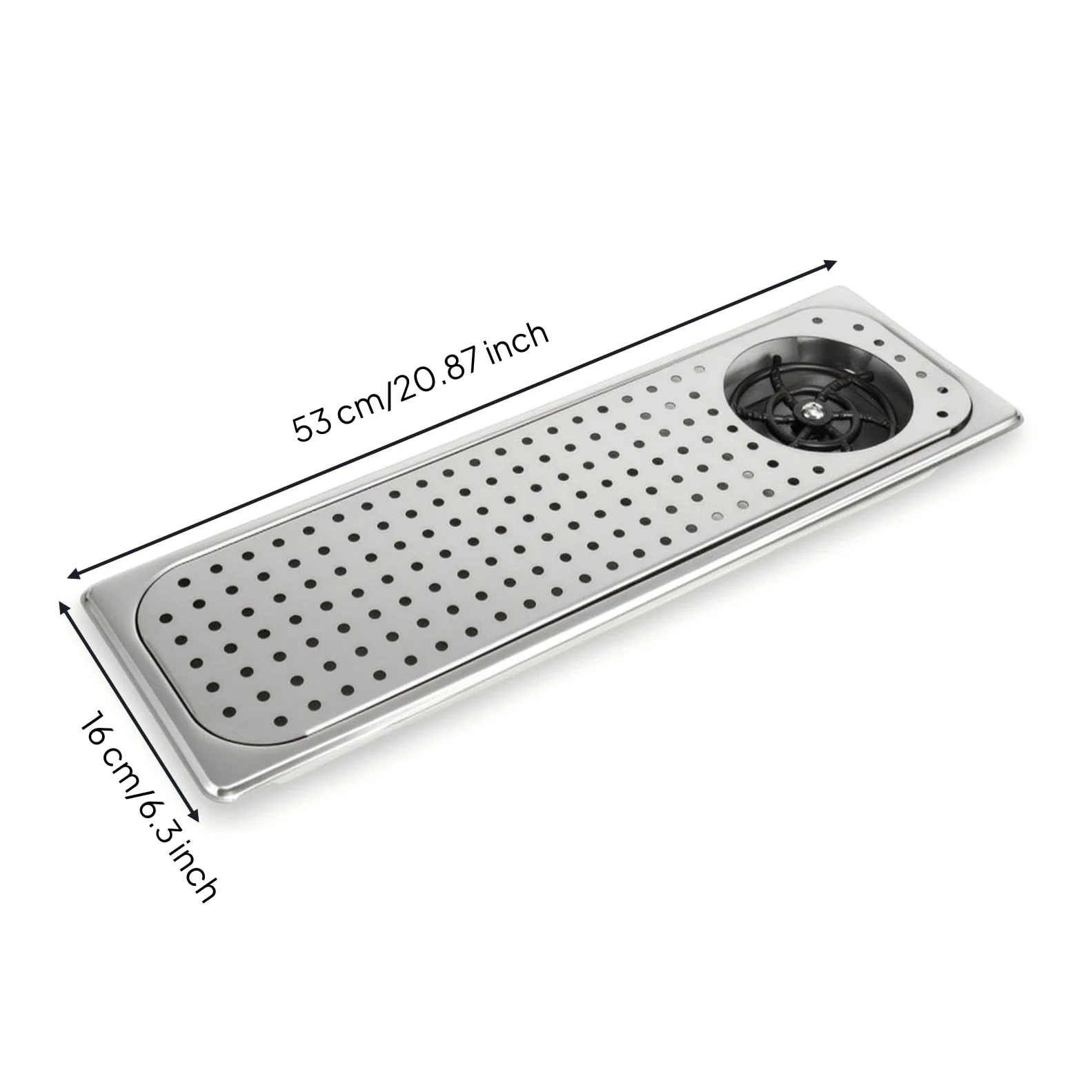 Qianly Enjuagador Vasos con Rejilla Perforada bajo Altura Reducida Lavavasos Empotrable Profesional Lavavasos con Panel Perforado para Baristas, Cafetería, Plateado, Grande