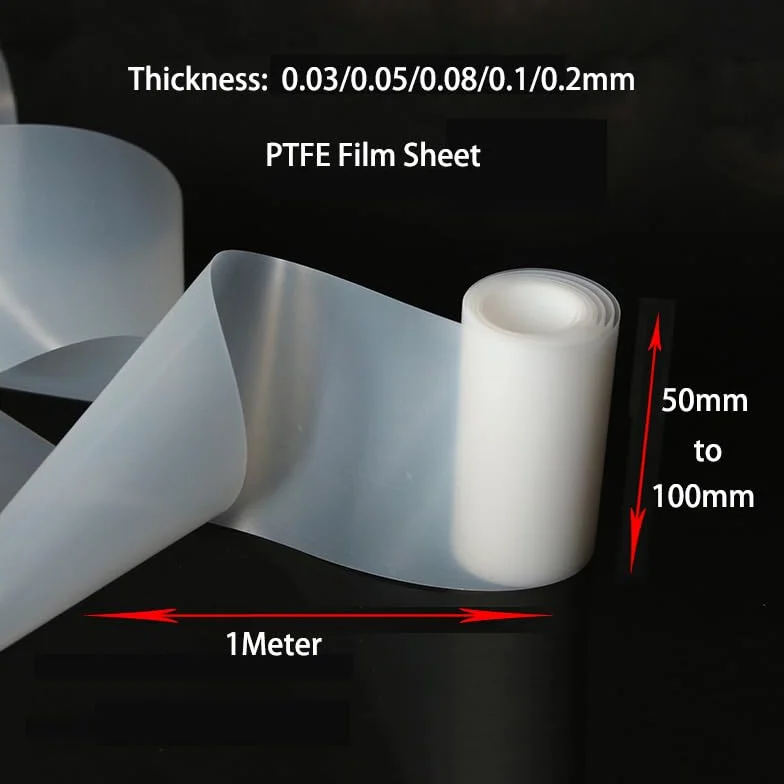 Lámina de PTFE 1m, grosor 0,03-0,2mm, blanca, resistente altas temperaturas