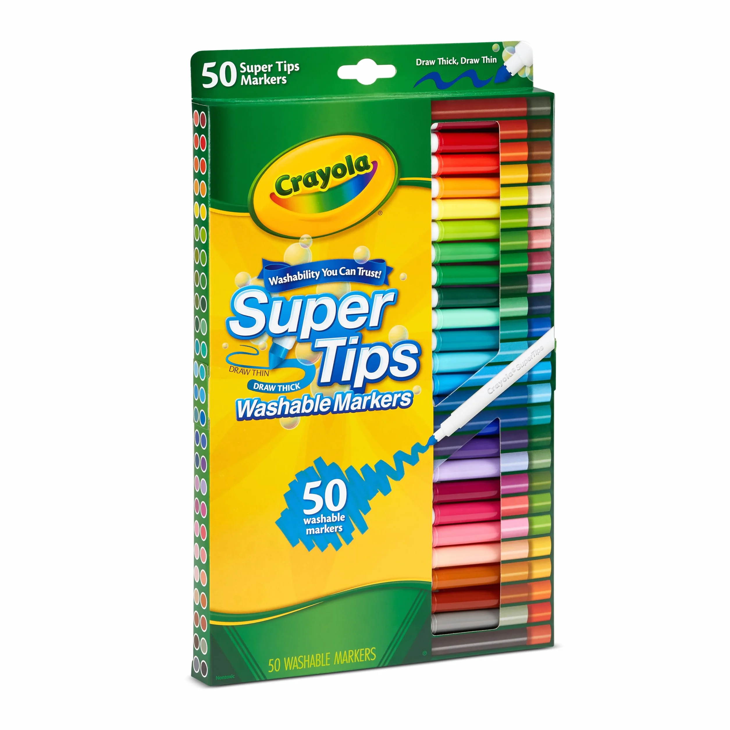 CRAYOLA Rotuladores Supertips Lavables, Set 50 Unidades, No Tóxico, Multicolor