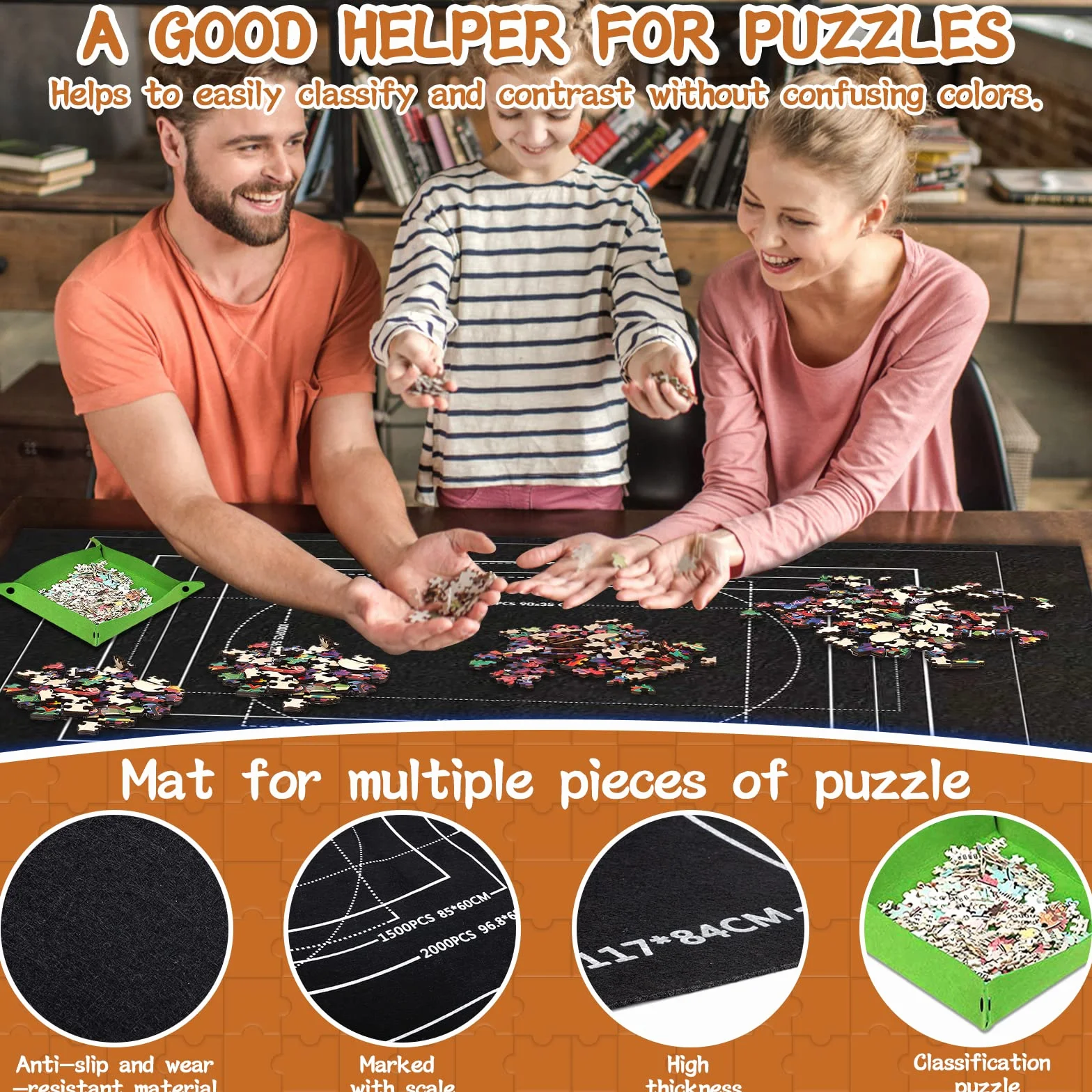 Purpledi Tapete Puzzle 1000-3000 Piezas, Base Fieltro para Rompecabezas, Estera Portátil