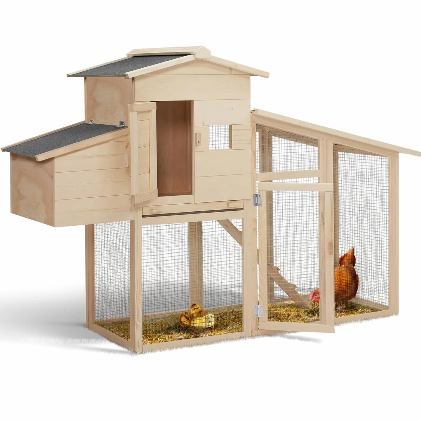 IDMarket – Gallinero con ponedero y caseta de madera