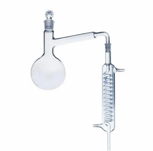 fondo redondo del frasco destilado de vidrio de si Matraz de fondo redondo de vidrio de borosilicato de 500 ml con condensador de vidrio en espiral