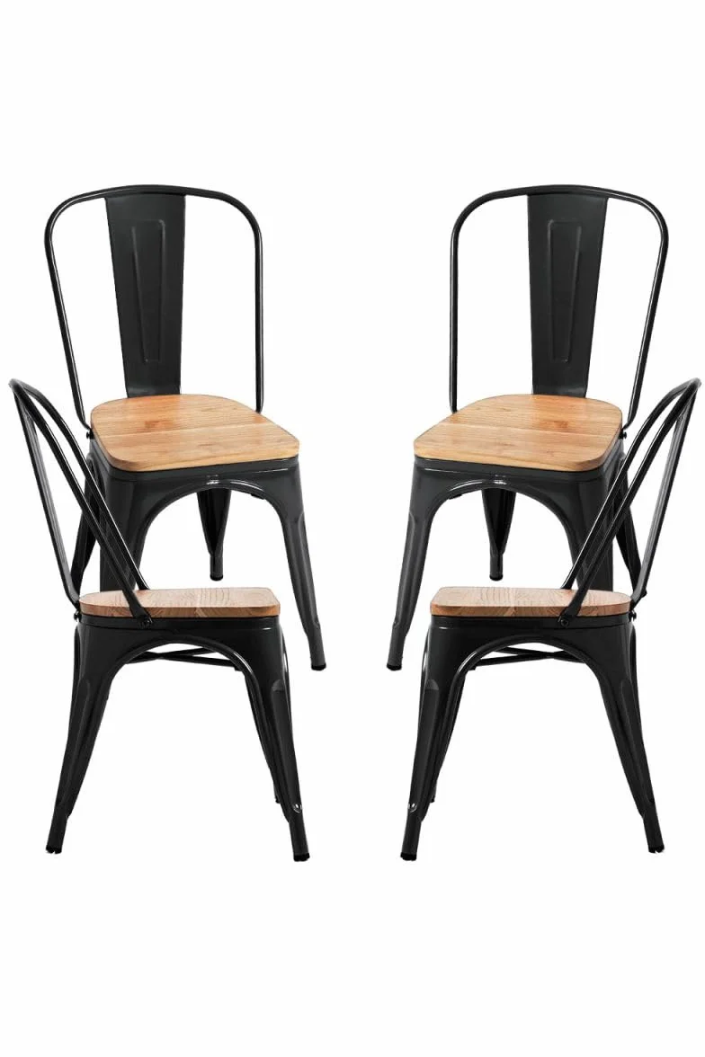 Regalos Miguel - Packs Sillas Comedor - Pack 4 Sillas Torix Madera Natural - Negro