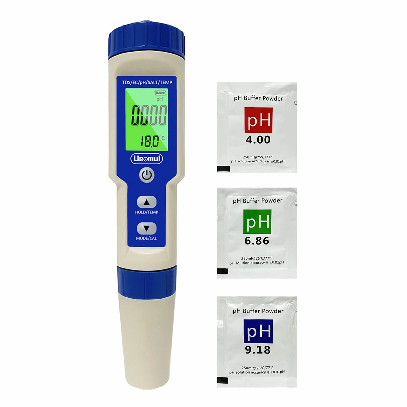Medidor pH digital 5 en 1 TDS EC Salinidad Temperatura IP67 impermeable
