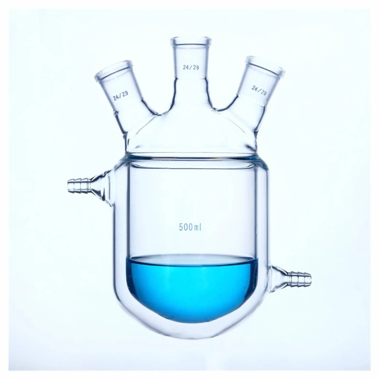 Botella de reacción con chaqueta de tres cuellos, matraz de vidrio de borosilicato de pared gruesa, Reactor de laboratorio 100ml 24x24x24