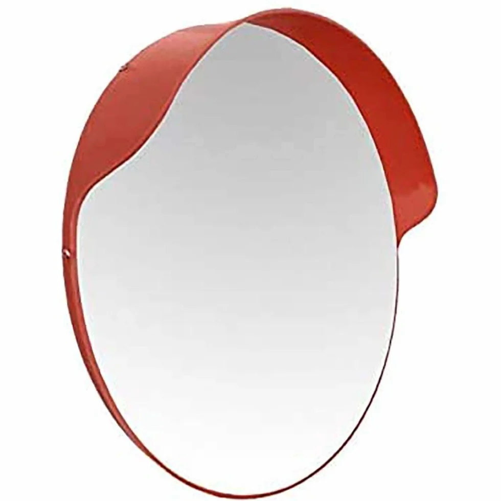 Espejo Convexo de Salida de Parking - Fácil Instalación - Para Aumentar la Visibilidad - Incluye Anclajes Universales - Distancia de Visibilidad de 8 m - Color Naranja - 80 cm de Diámetro - Dicoal