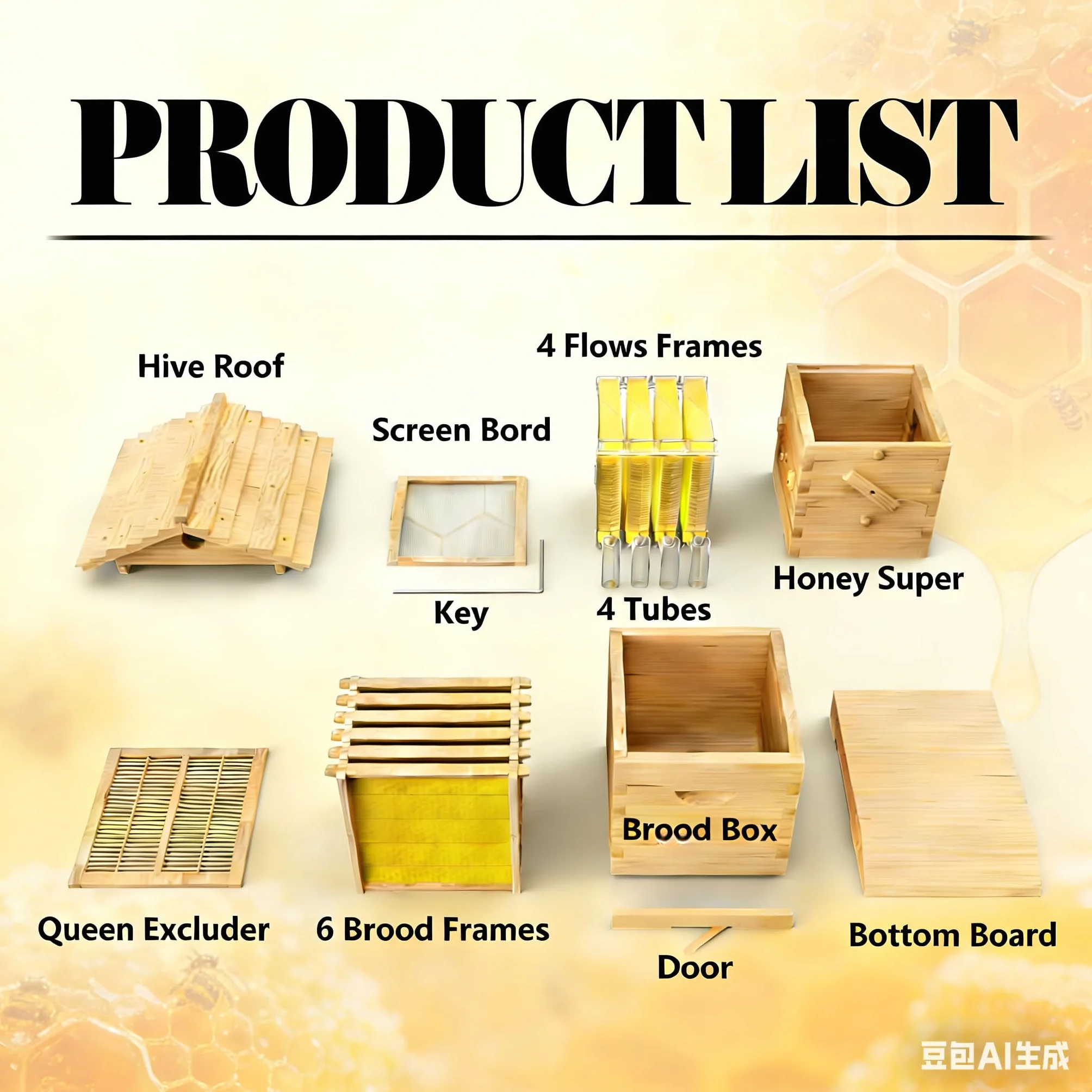 Colmena Flow,Kit De Apicultura para Principiantes:Kit De Colmena Automática,Madera De Cedro Recubierta De Cera De Abejas, con Ventana De Observación, Ideal para Principiantes.