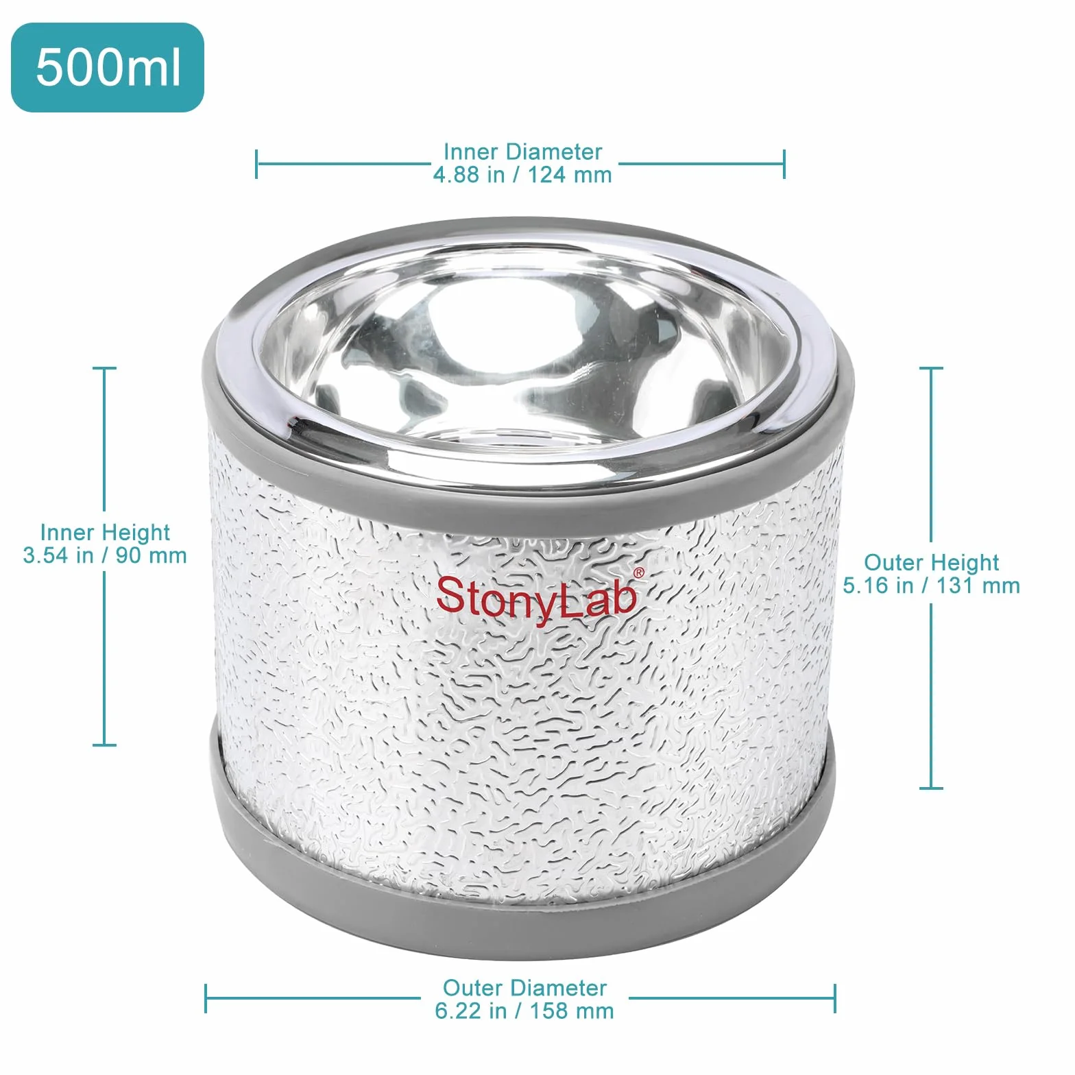 Frasco de Dewar 500 ml Matraz de Vidrio Borosilicato Hemisférico Base Aluminio 90 mm 124 mm Laboratorio