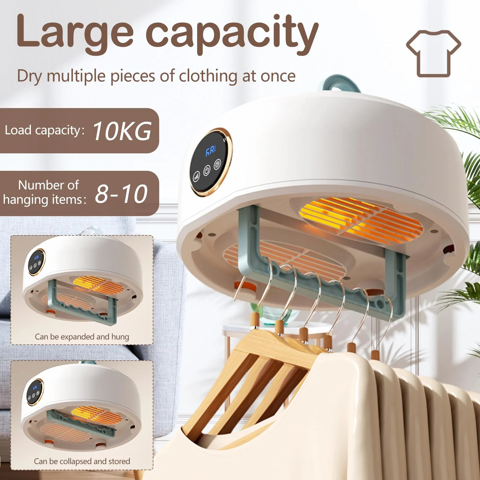 Secadora De Ropa Portátil, Mini Secadora Plegable Bombas De Calor Con Temporizador 1-8h