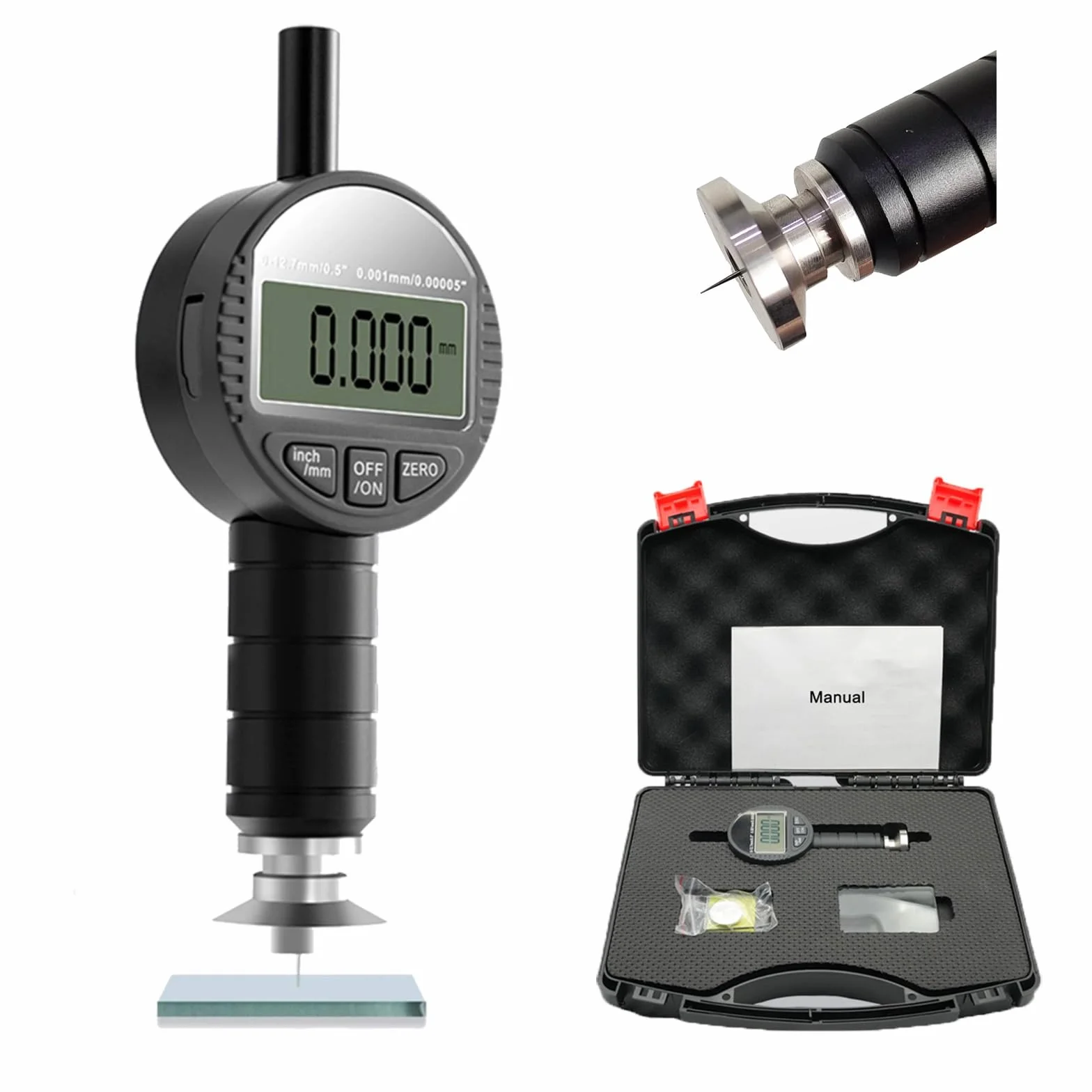 Rugosímetro digital para superficies, medidor de rugosidad para granallado y arenado con 0-6,5/8/10 mm, con opciones métricas/pulgadas intercambiables, medidor de patrones de anclaje(0-10mm)