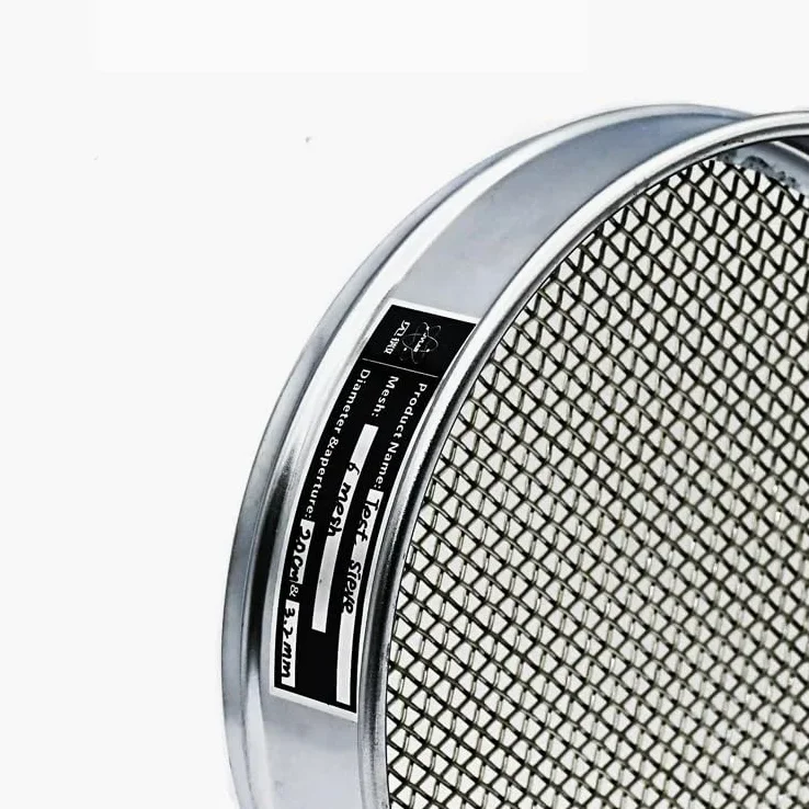 Tamiz de análisis de laboratorio de acero inoxidable 304 - Tamiz de inspección de muestreo de malla de alambre tejido de 20 cm con marco cromado, malla 4-10(5mesh 4mm)