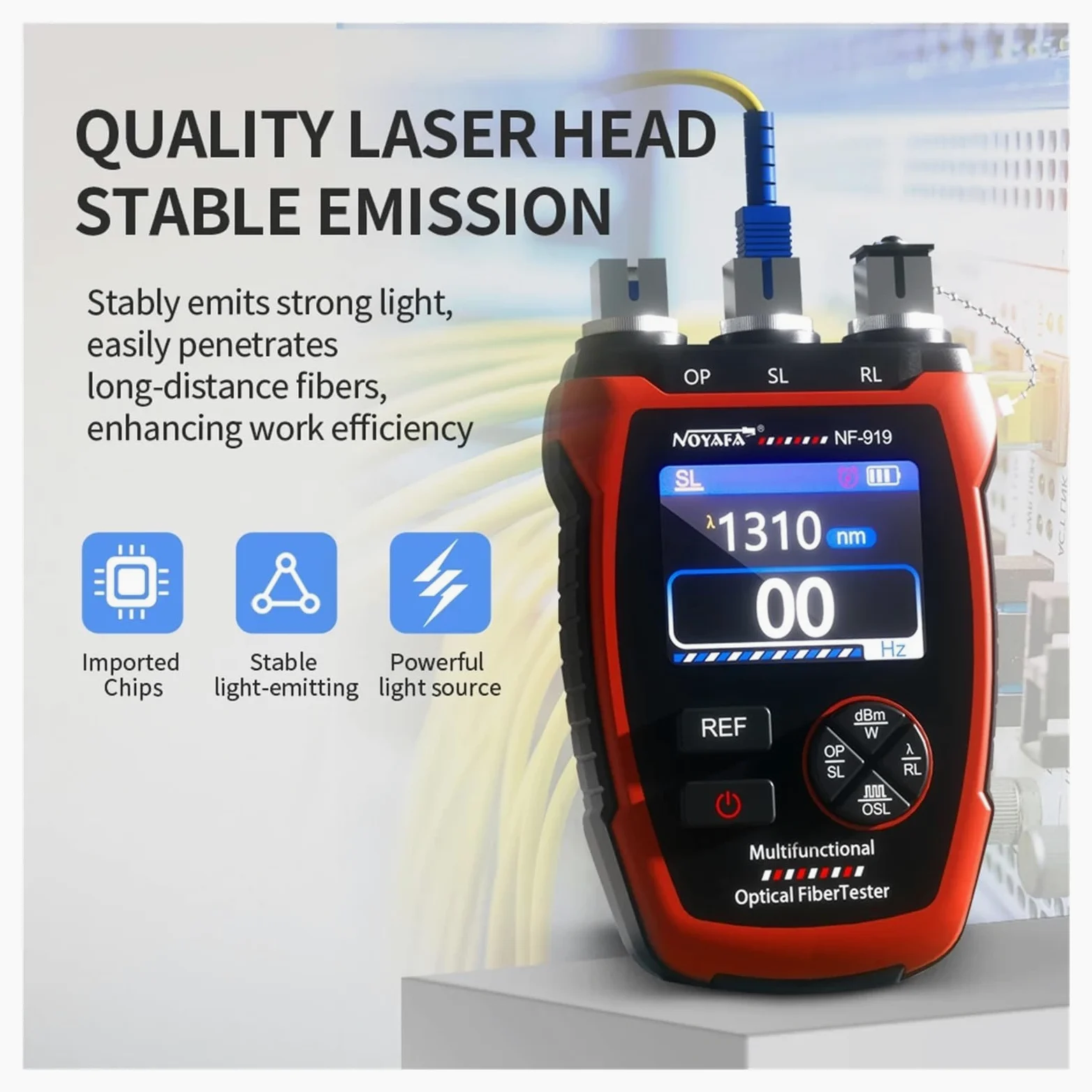 NF-919 Medidor De Fibra Óptica 3 En 1 Localizador Visual De Fallas Medidor De Potencia REF/OPM Probador De Cables De Fibra Óptica Con Luz Roja Herramienta De Red