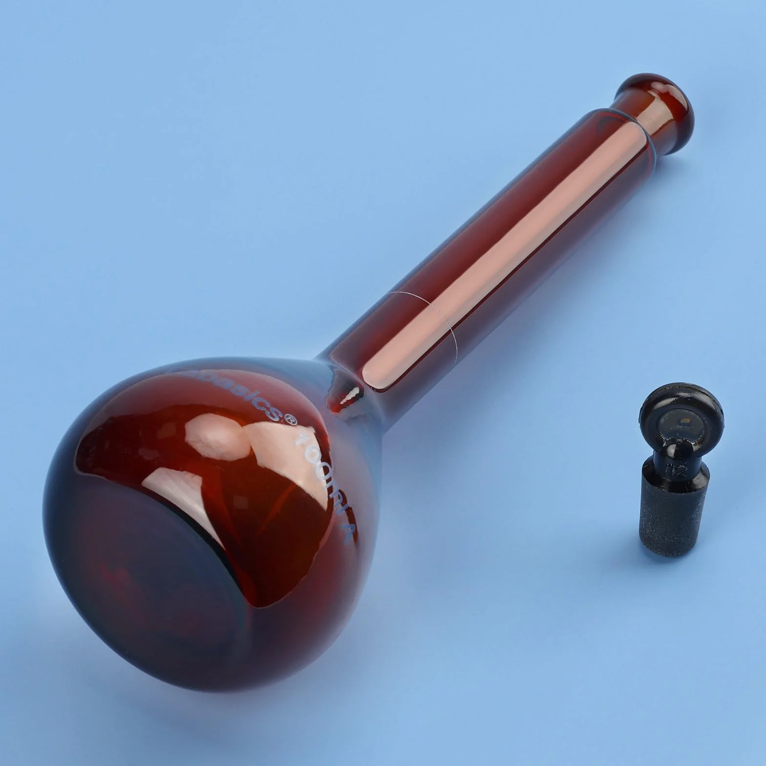 Labasics Matraz Aforado ámbar 100 ml Vidrio Borosilicato Clase A Tapón Vidrio Marrón