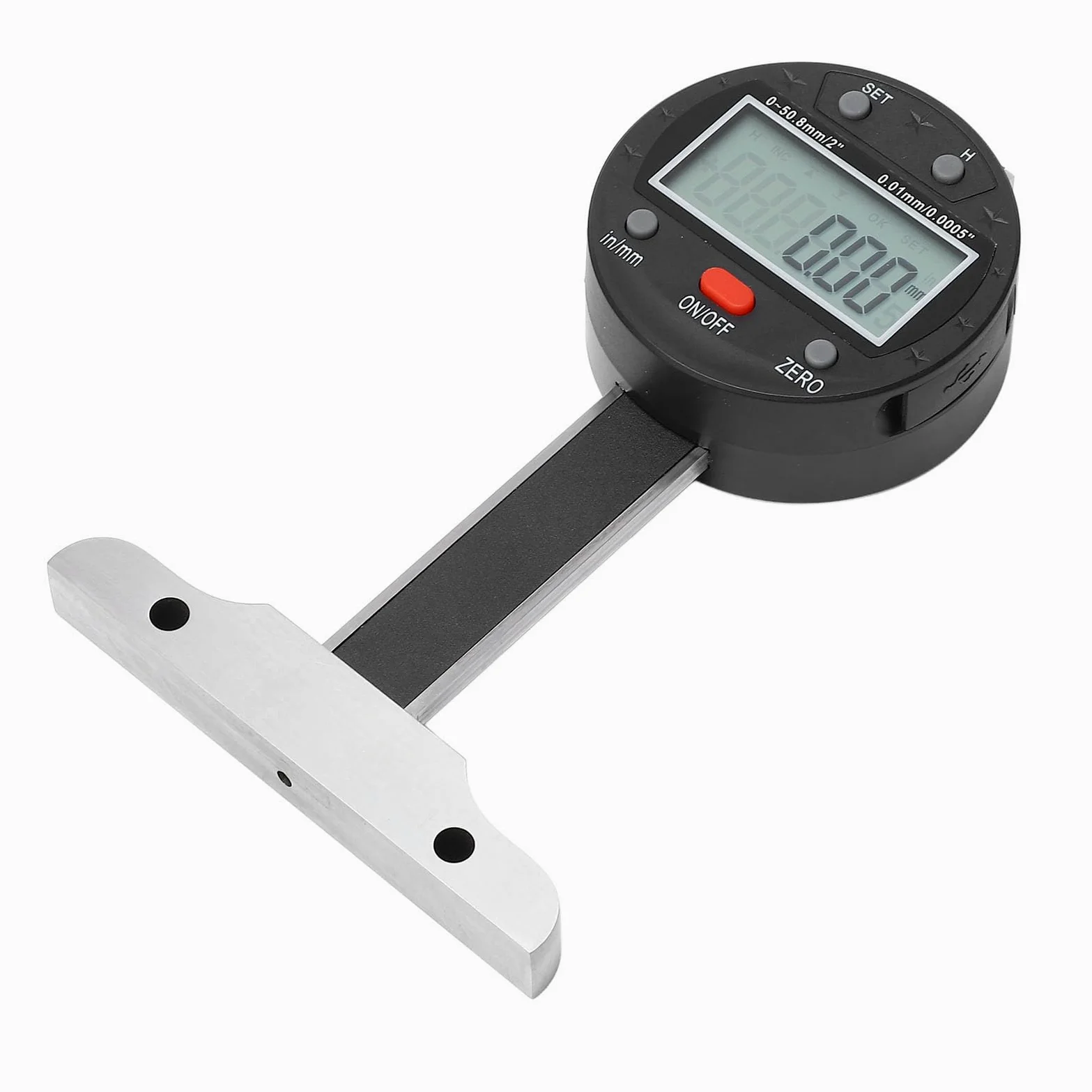 Medidor de profundidad digital Pantalla LCD de alta precisión Indicador de profundidad electrónico Herramienta de medición con interfaz de datos Acero de aleación de 0,508 mm