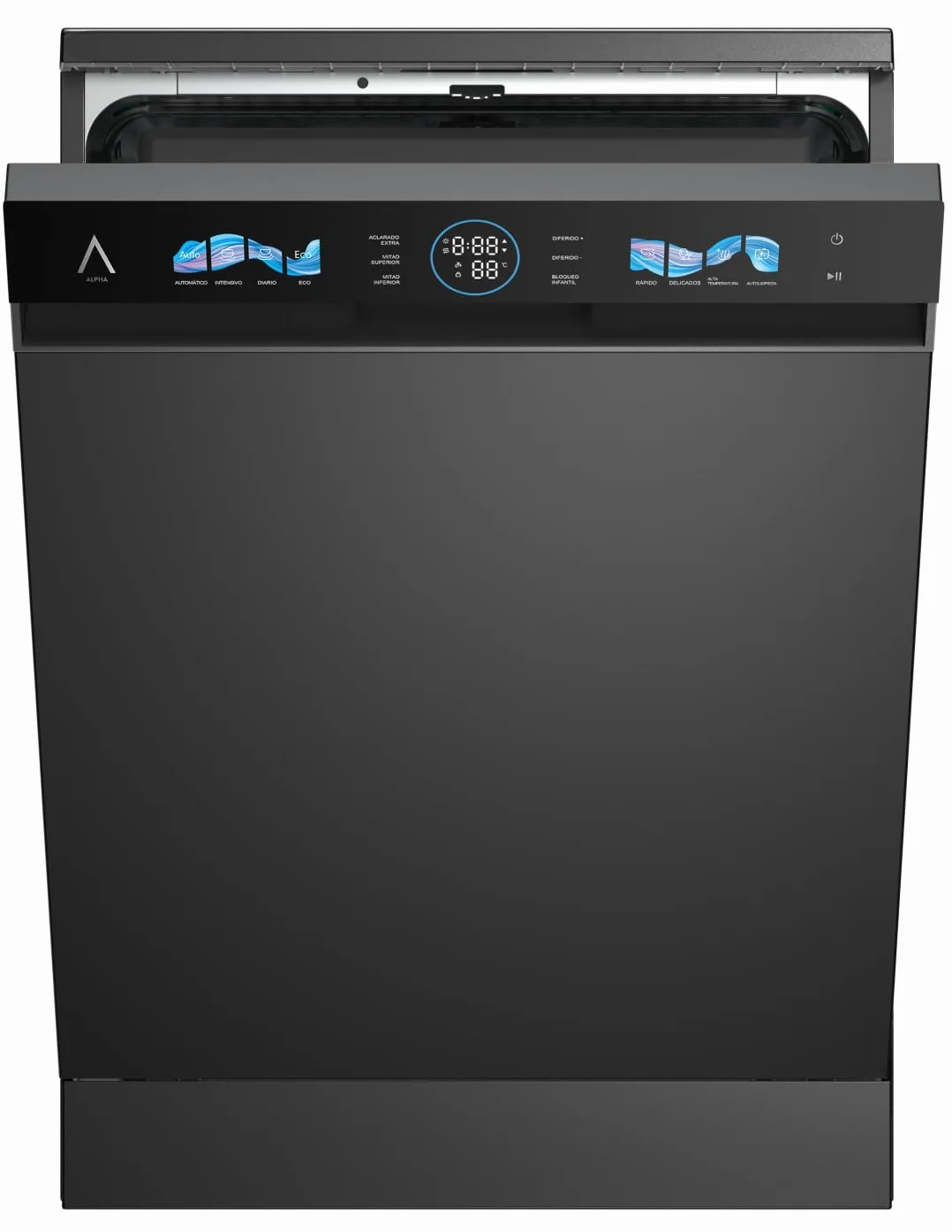 ALPHA Lavavajillas POSEIDON ELITE PRO Auto Door Open DualZone 14ser Negro